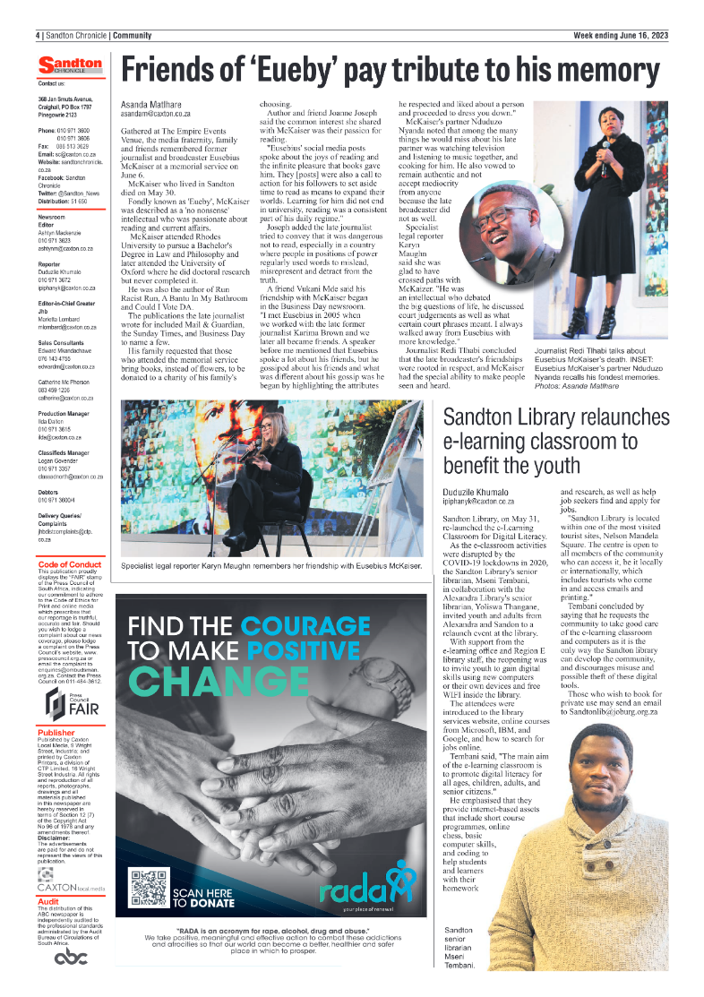 Sandton Chronicle 16 June 2023 page 4
