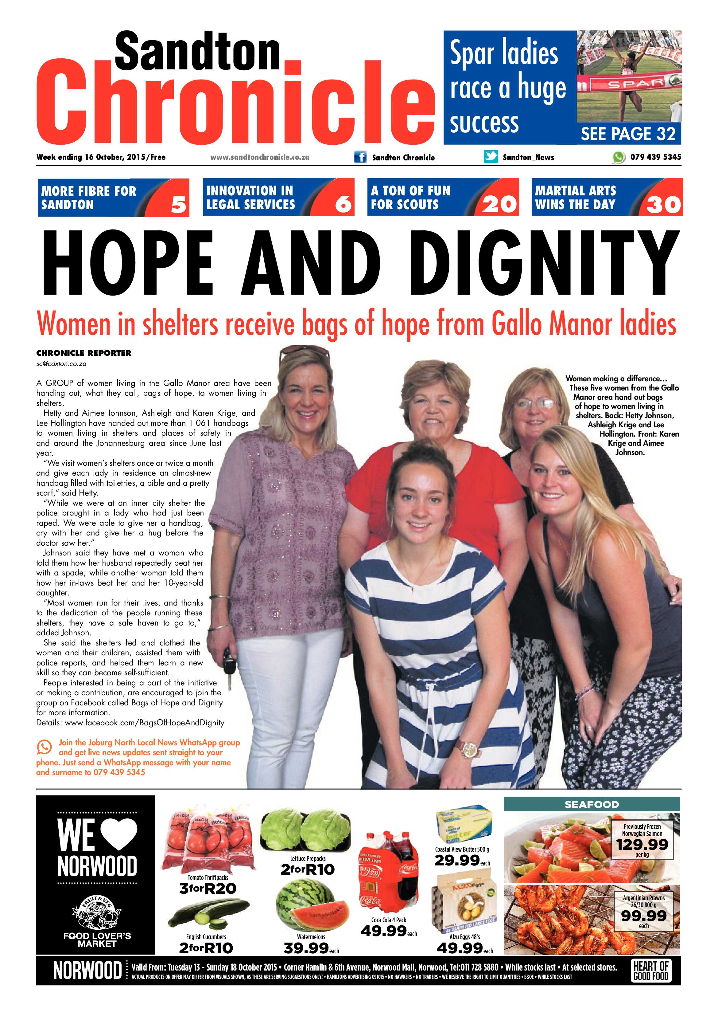 Sandton Chronicle 16 October 2015 page 1