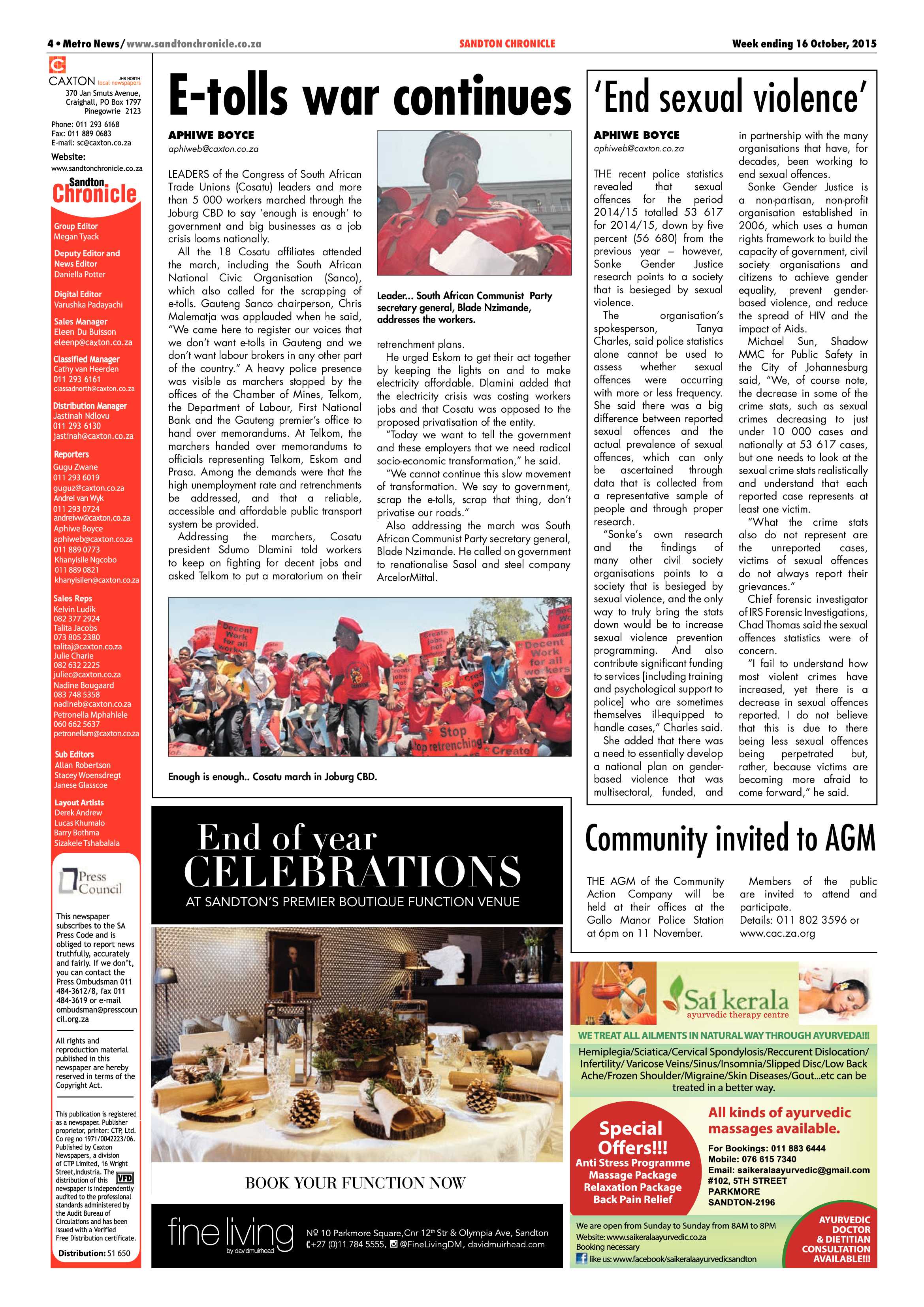Sandton Chronicle 16 October 2015 page 4