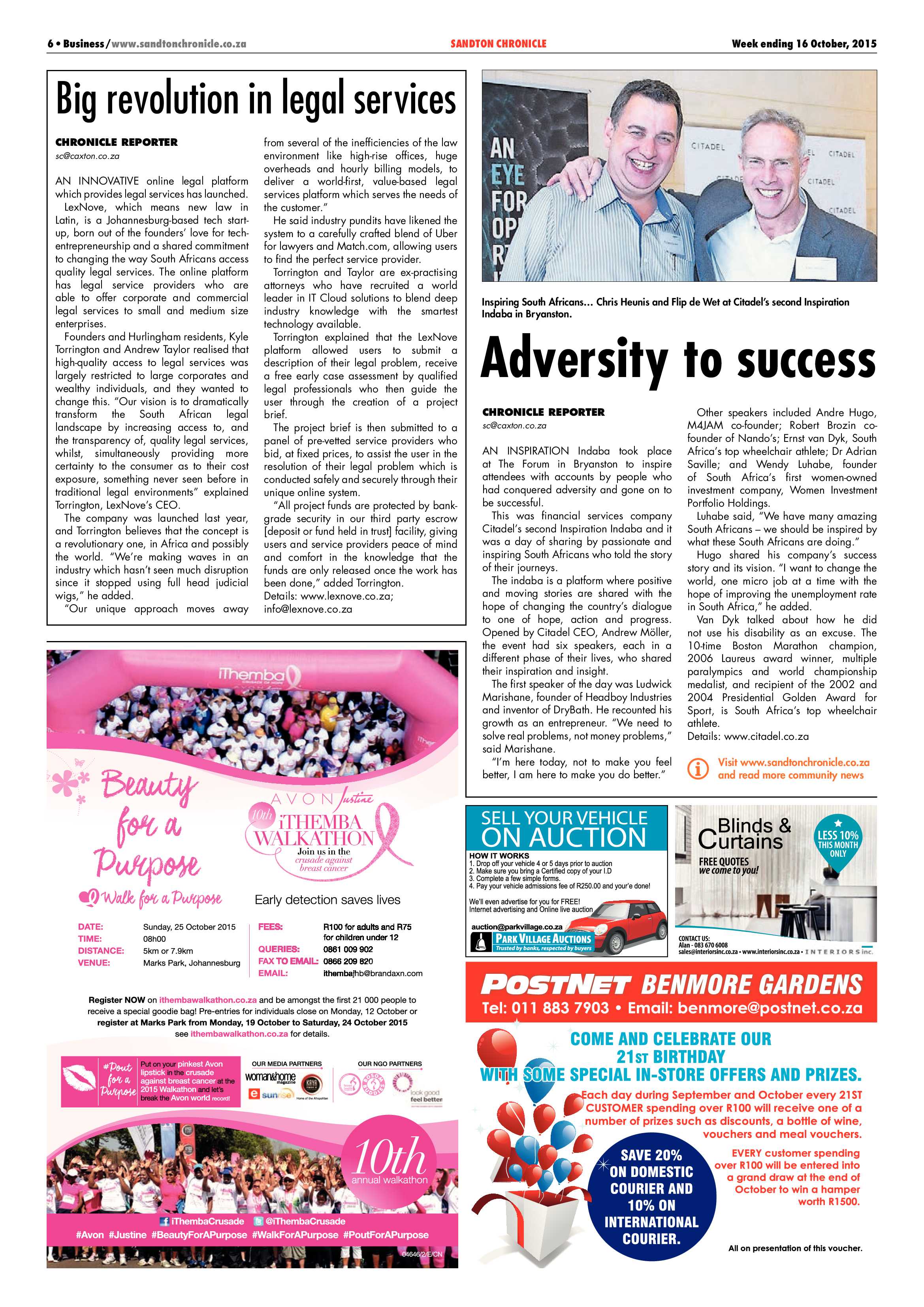Sandton Chronicle 16 October 2015 page 6