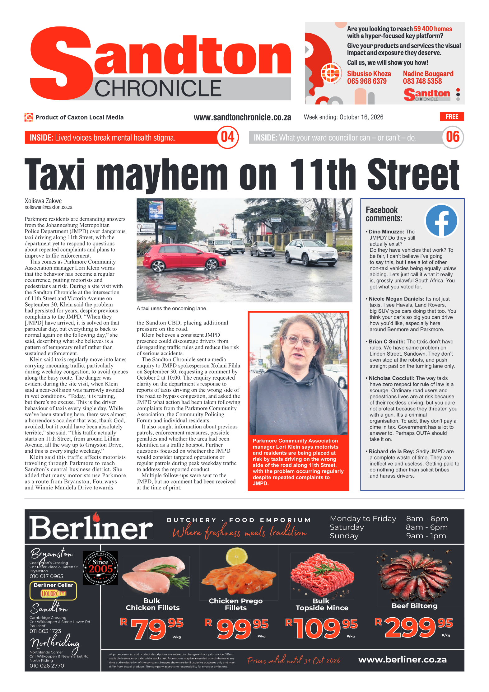 Sandton Chronicle 16 October 2026 page 1