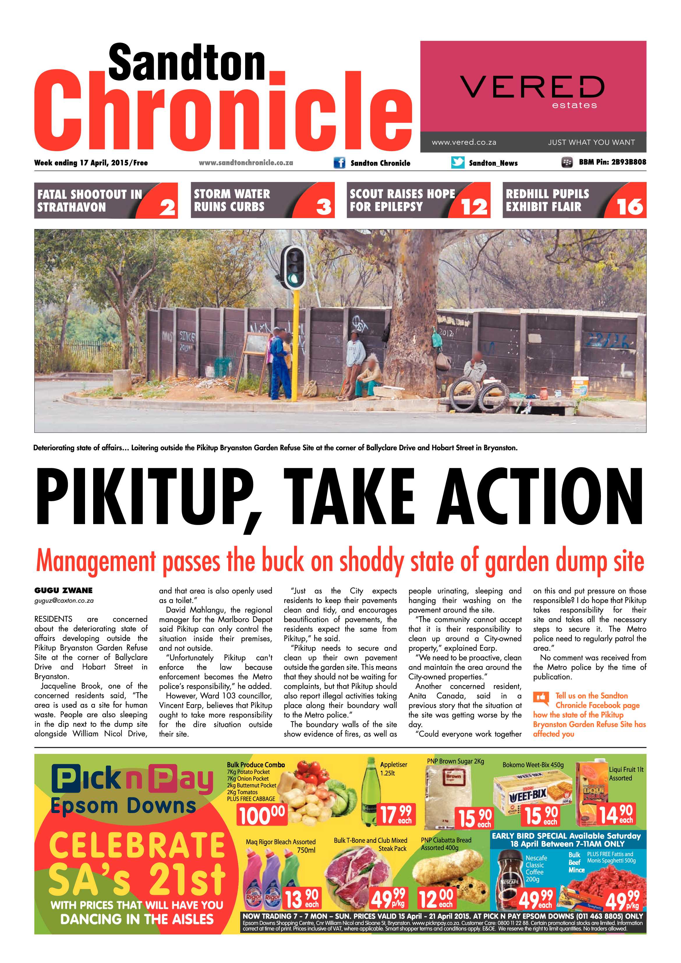 Sandton Chronicle 17 April 2015 page 1