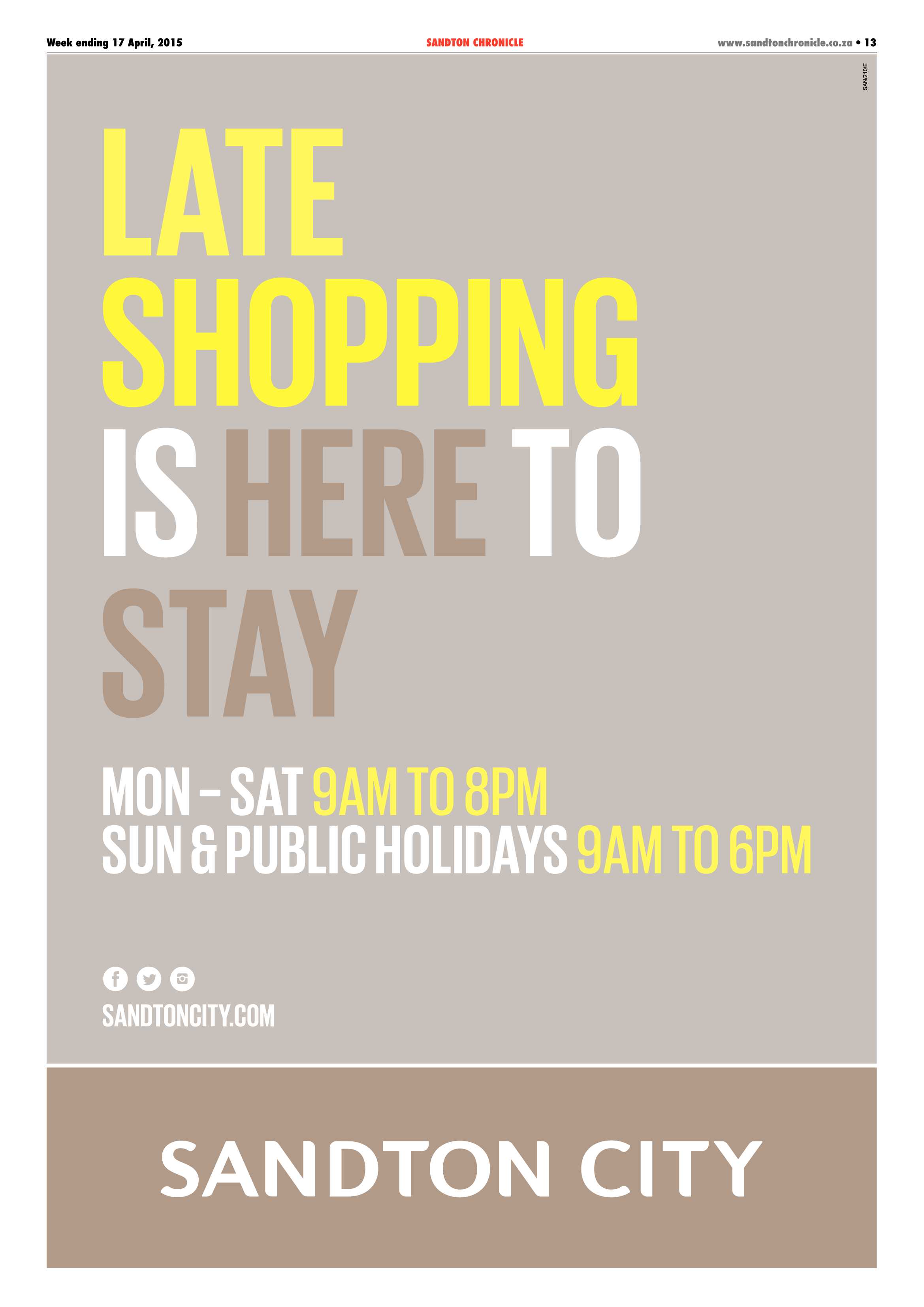 Sandton Chronicle 17 April 2015 page 13