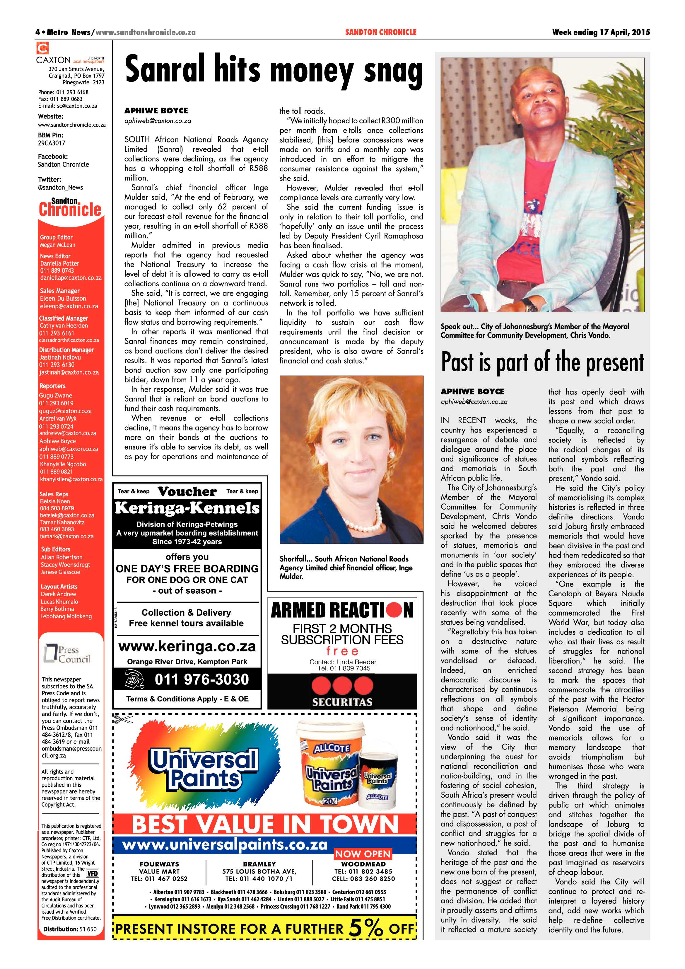 Sandton Chronicle 17 April 2015 page 4