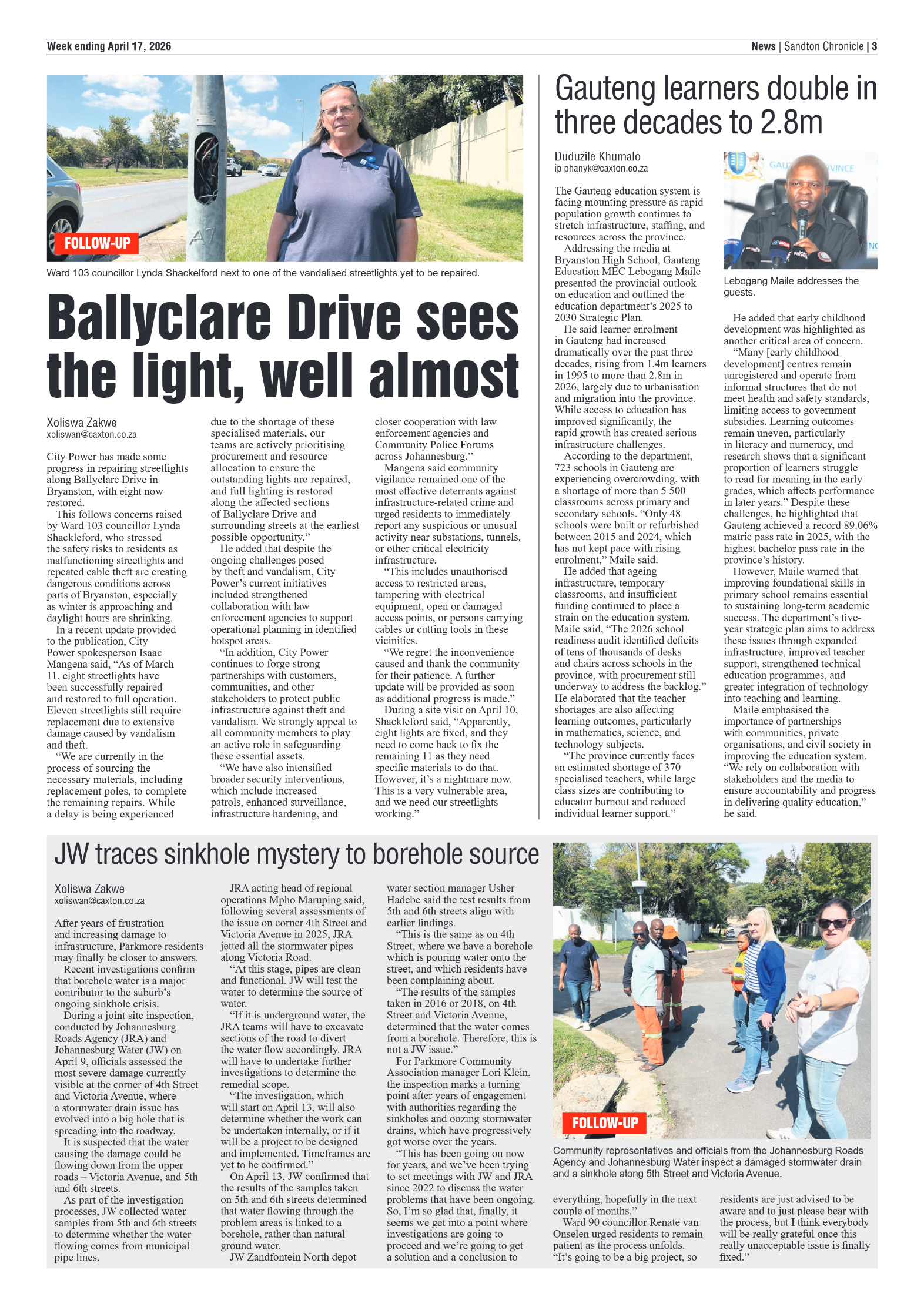 Sandton Chronicle 17 April 2026 page 3
