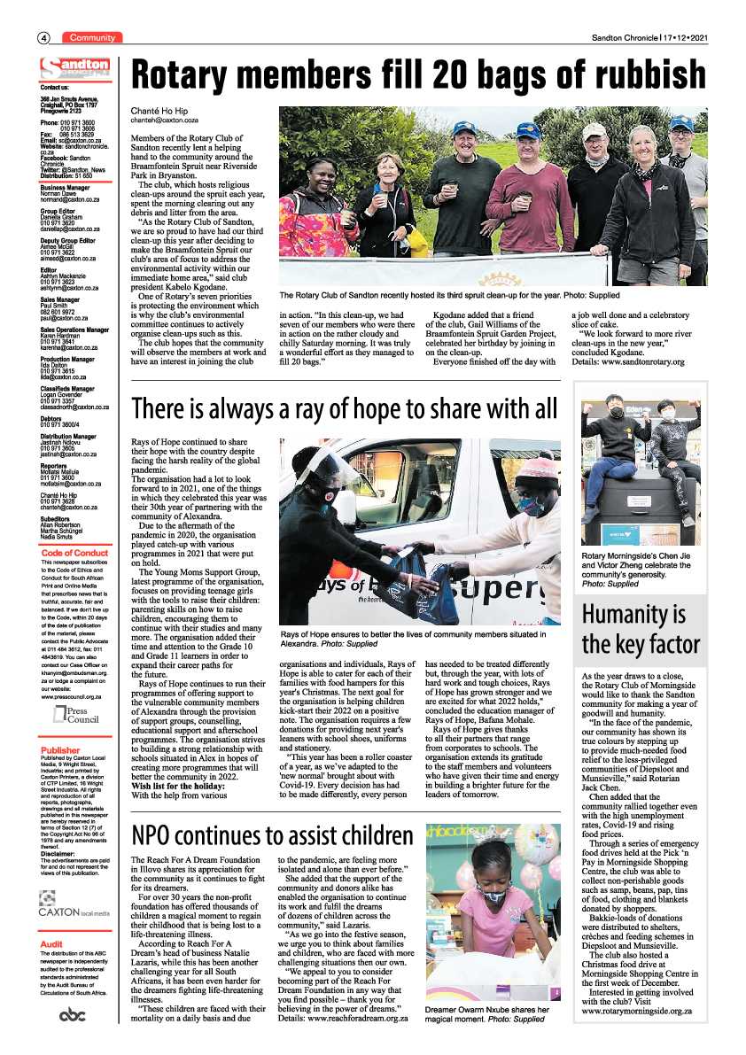 Sandton Chronicle 17 December 2021 page 4