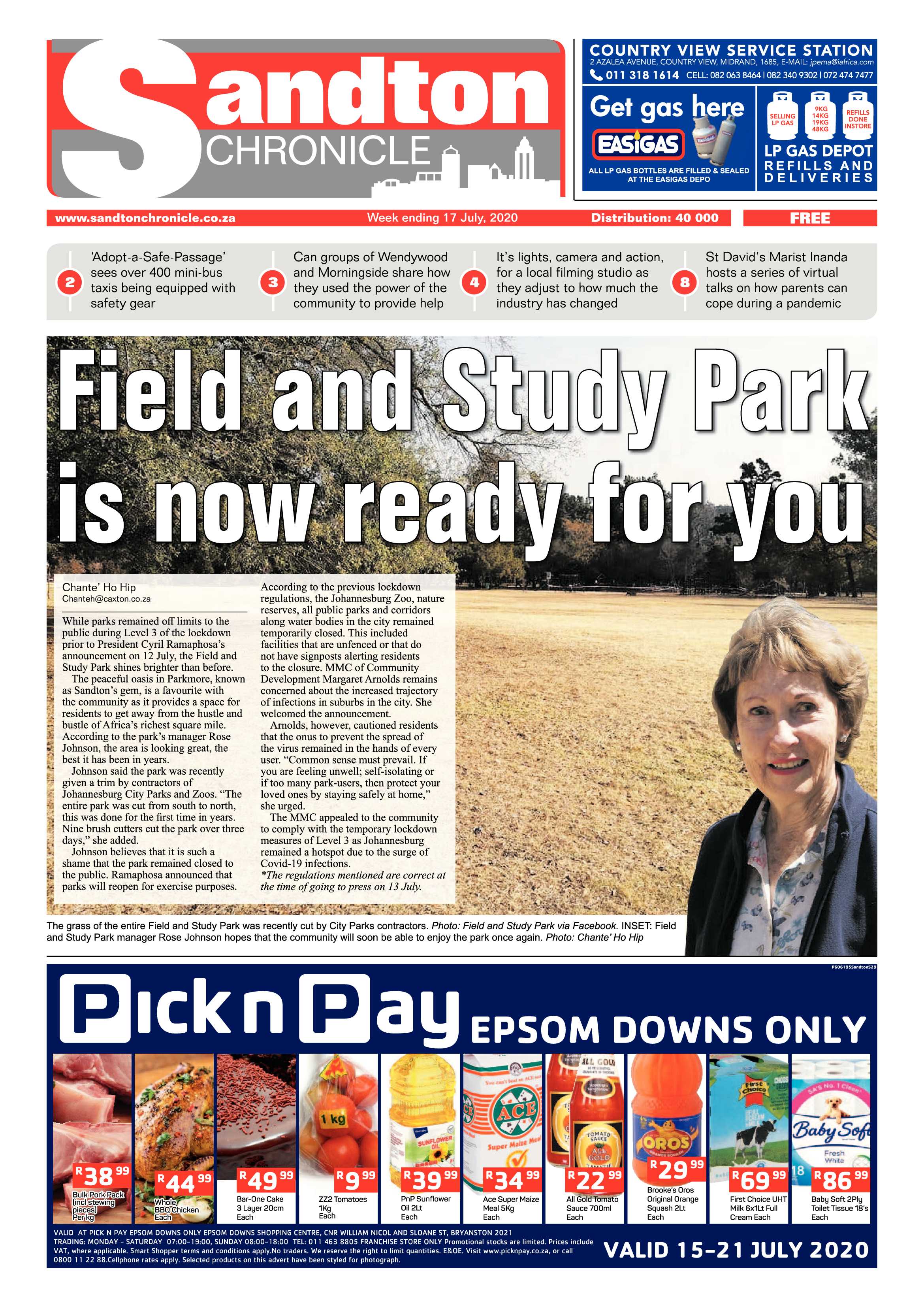 Sandton Chronicle 17 July 2020 page 1
