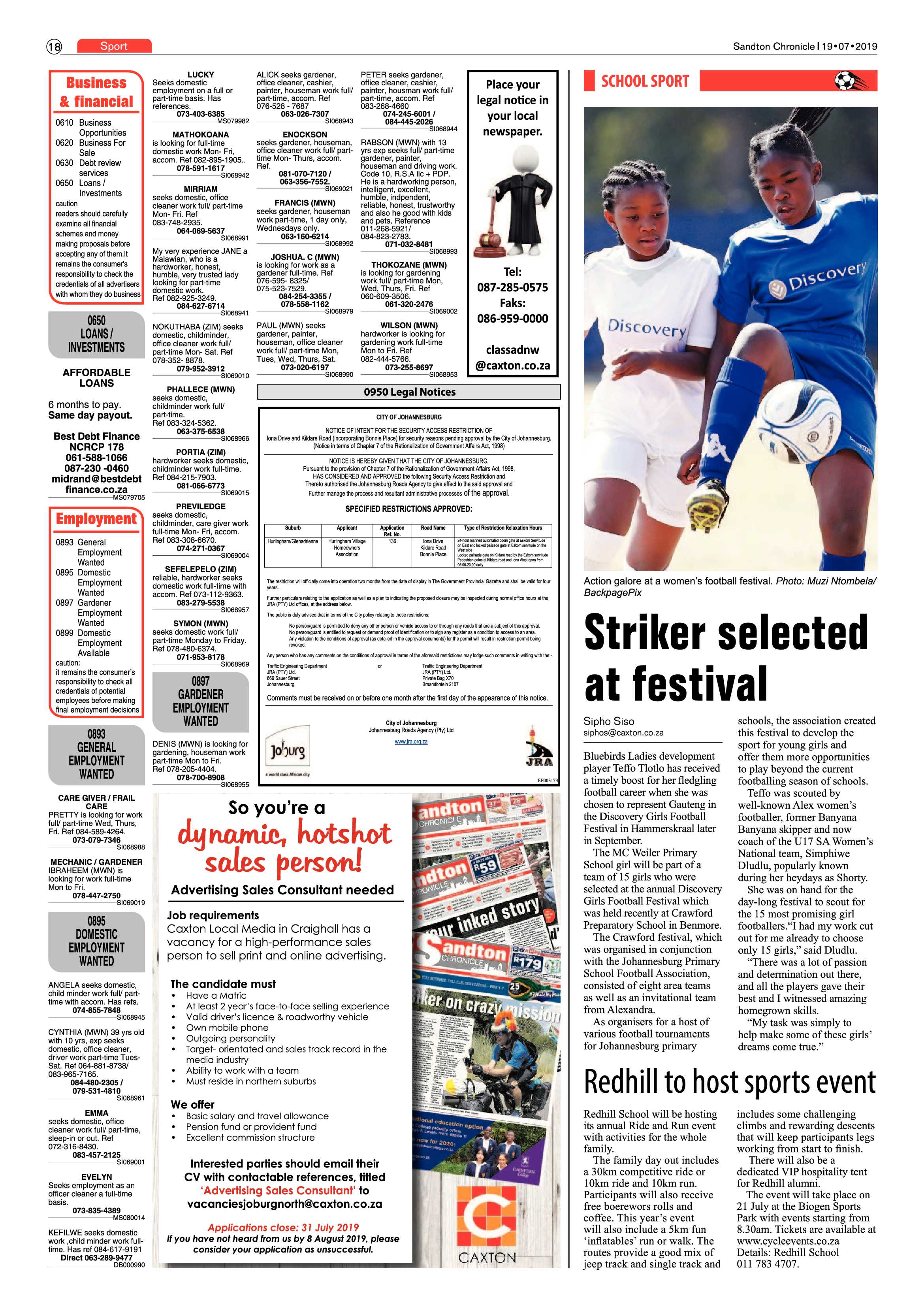 Sandton Chronicle 17 July, 2019 page 18