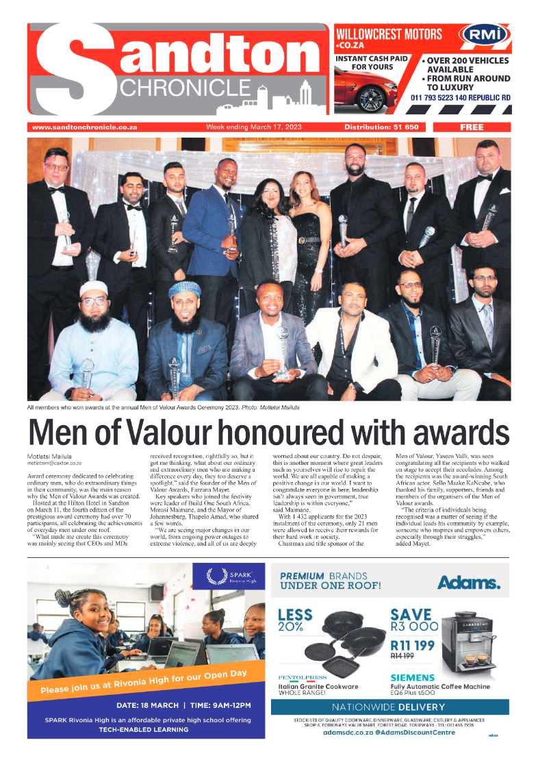 Sandton Chronicle 17 March 2023 page 1