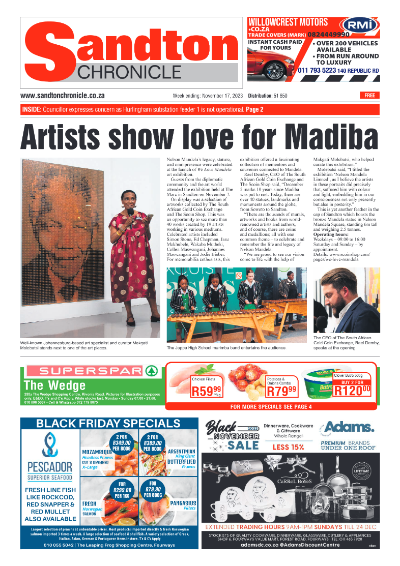 Sandton Chronicle 17 November 2023 page 1