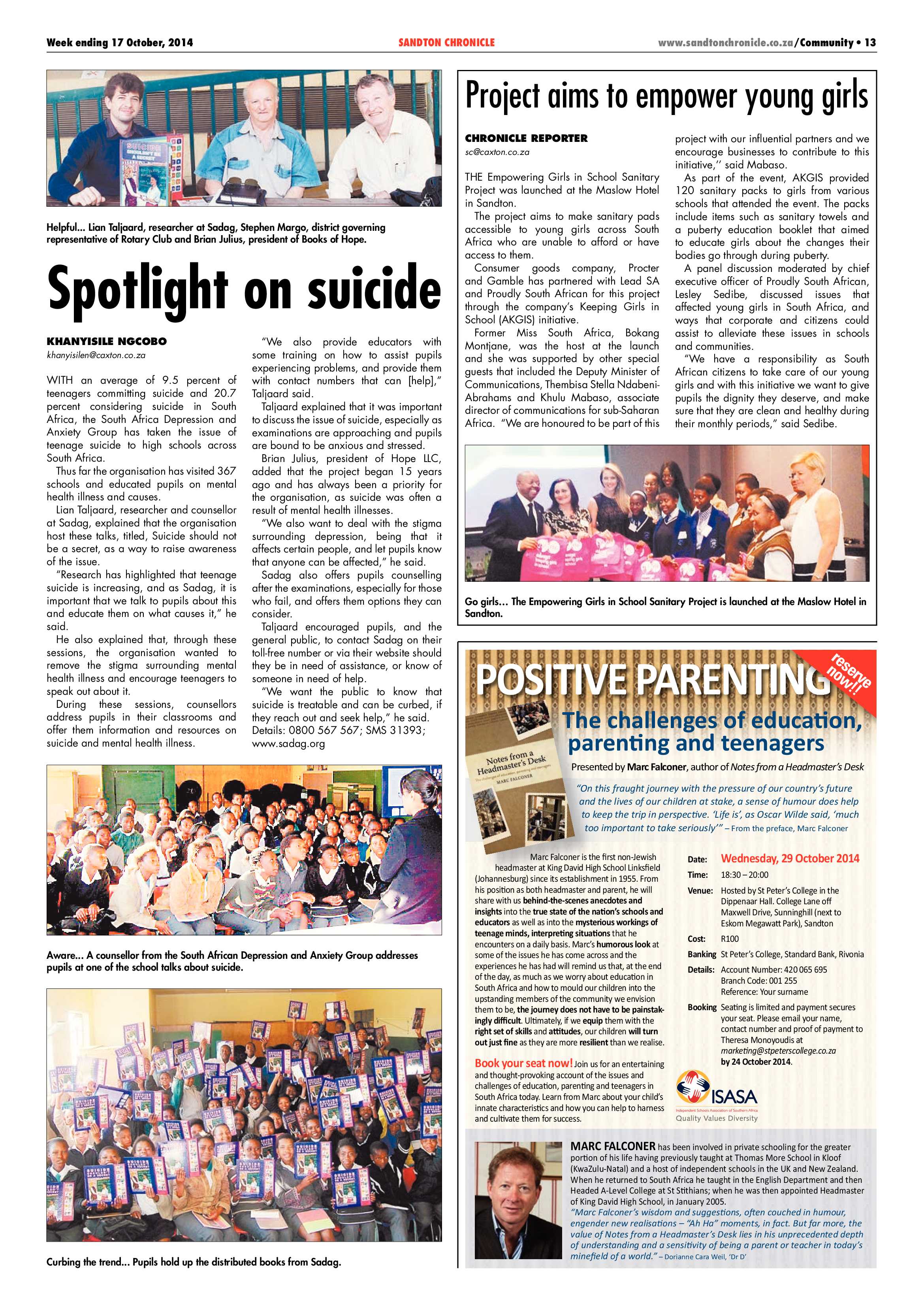 Sandton Chronicle 17 October 2014 page 13
