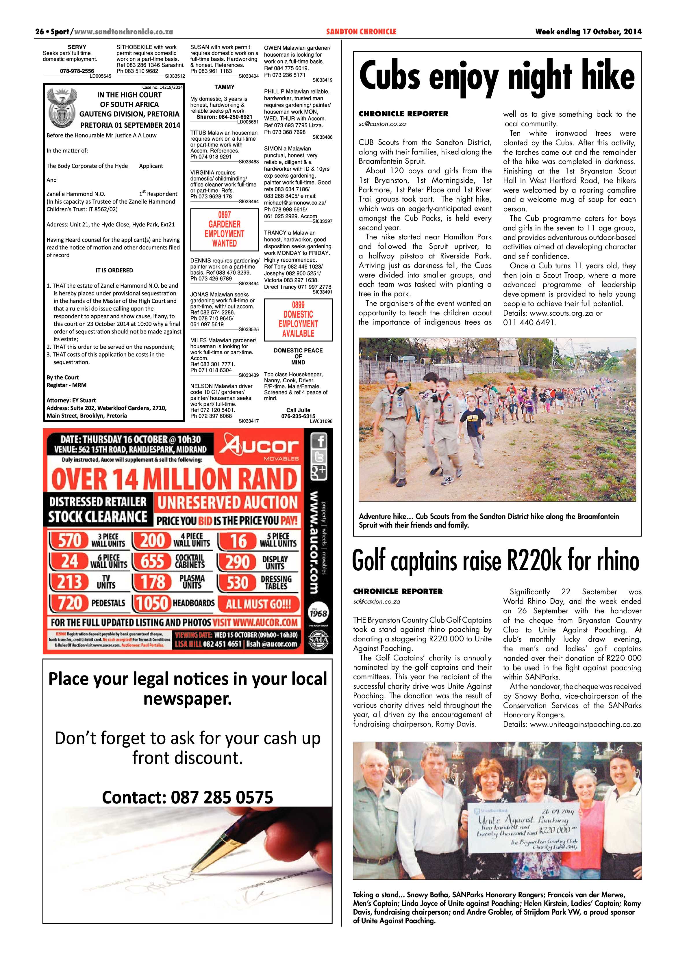 Sandton Chronicle 17 October 2014 page 38