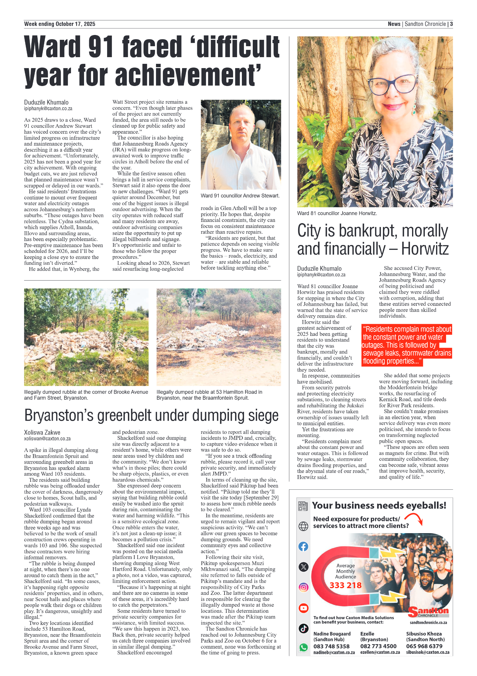 Sandton Chronicle 17 October 2025 page 3
