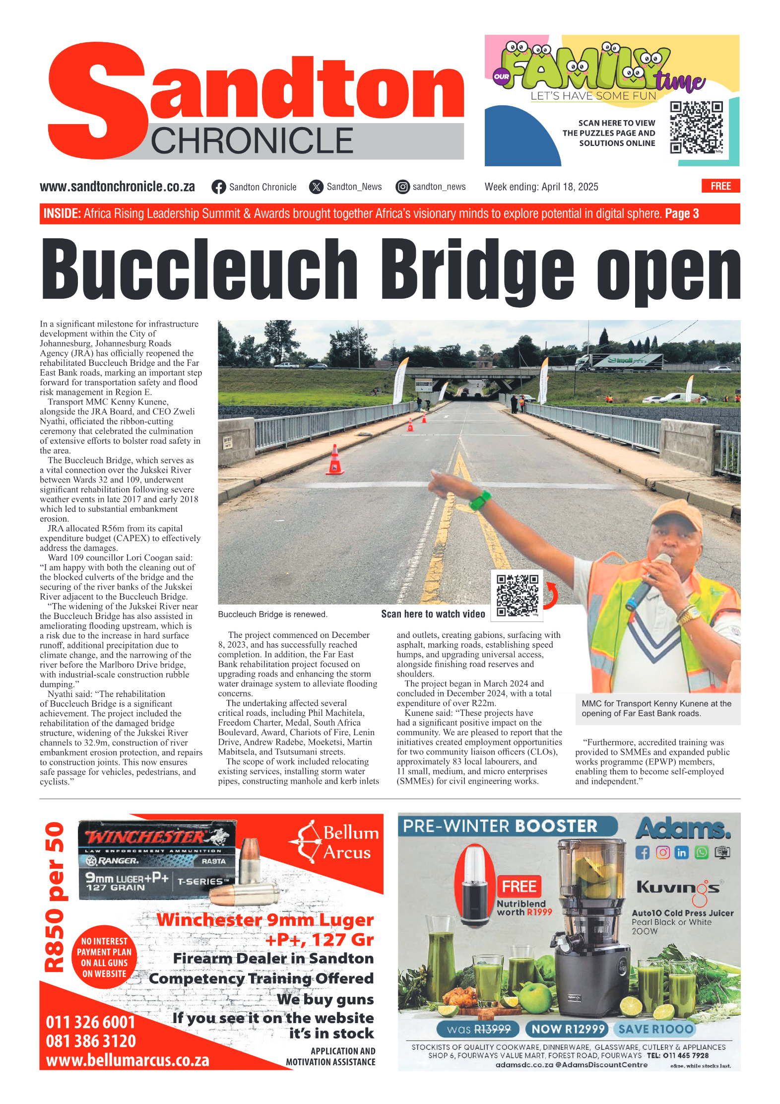 Sandton Chronicle 18 April 2025 page 1