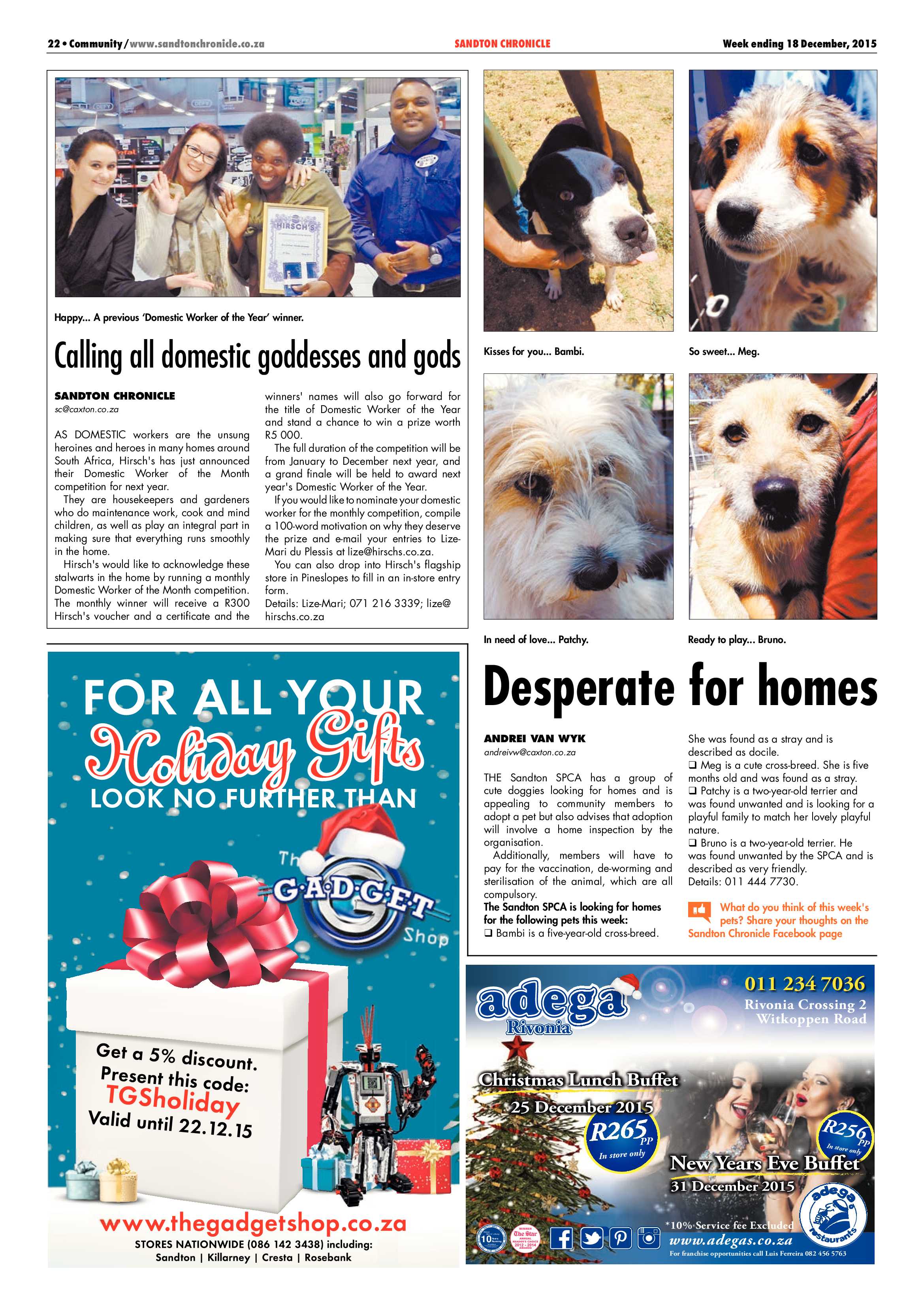 Sandton Chronicle 18 December 2015 page 22