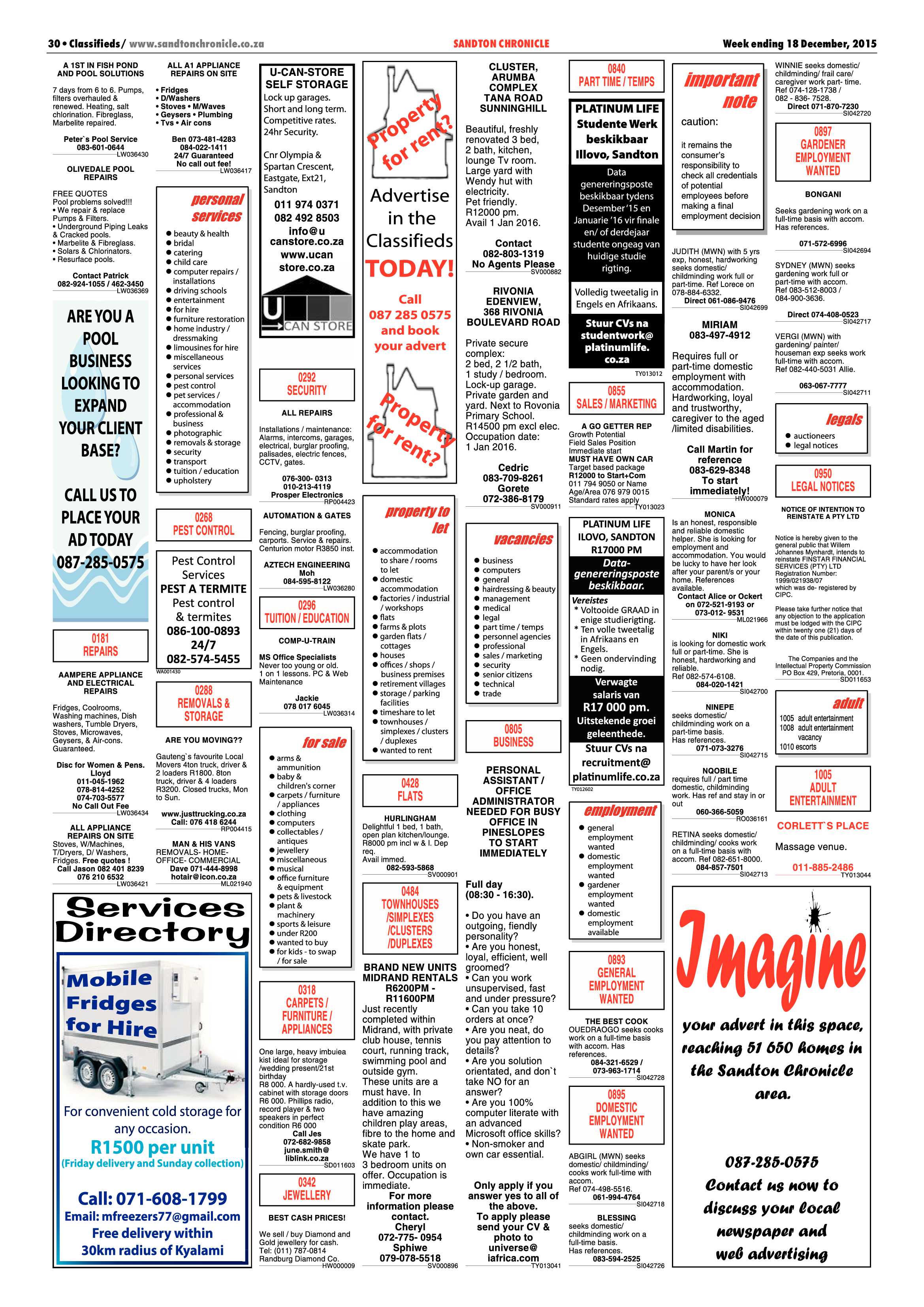 Sandton Chronicle 18 December 2015 page 30