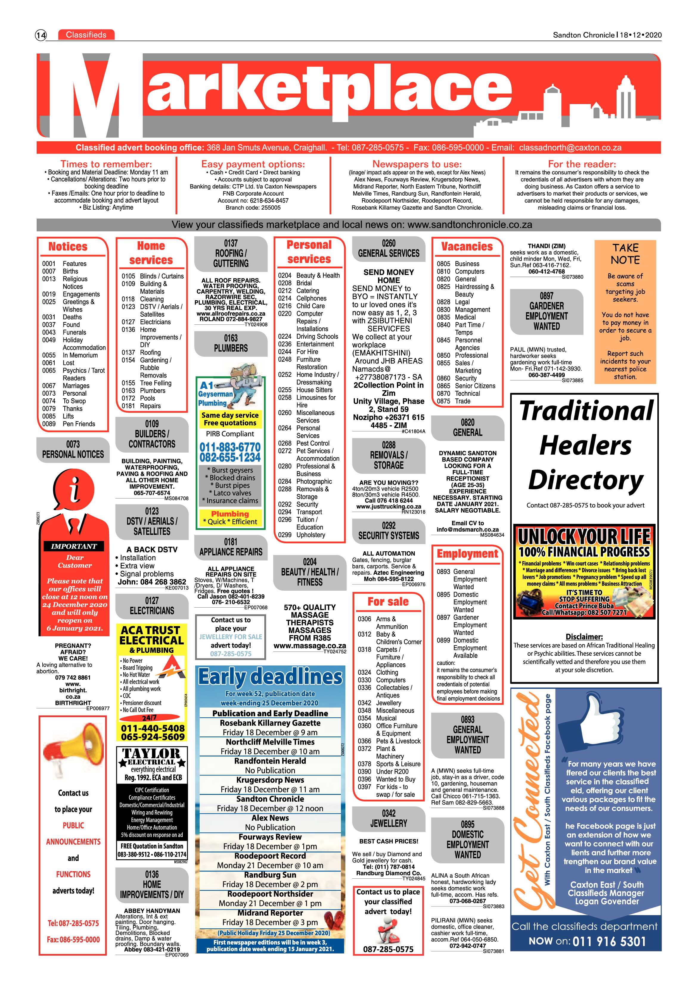 Sandton Chronicle 18 December 2020 page 14