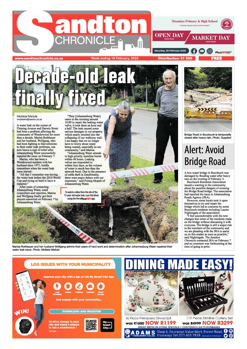 Sandton Chronicle 18 February 2022 page 1