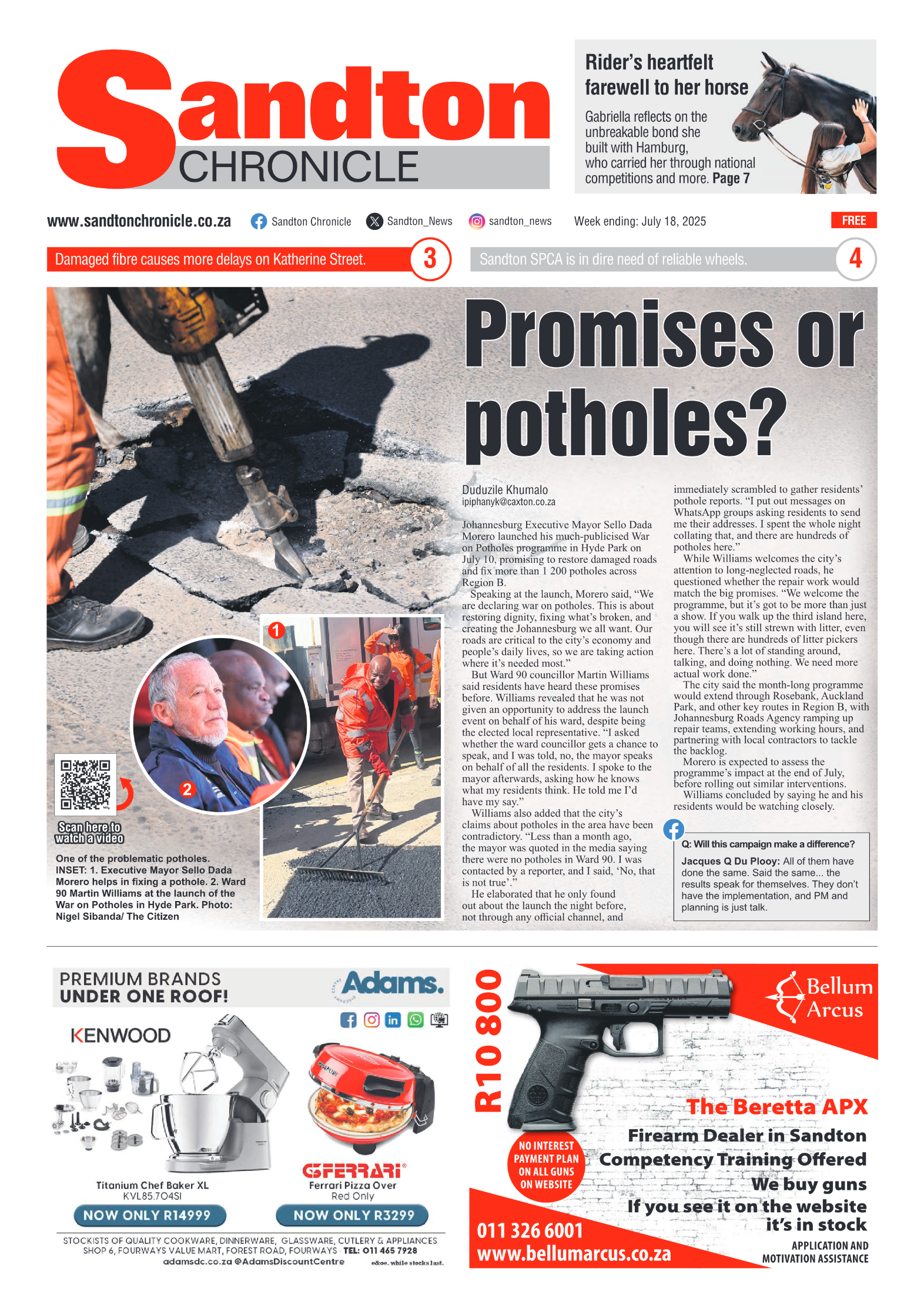 Sandton Chronicle 18 July 2025 page 1