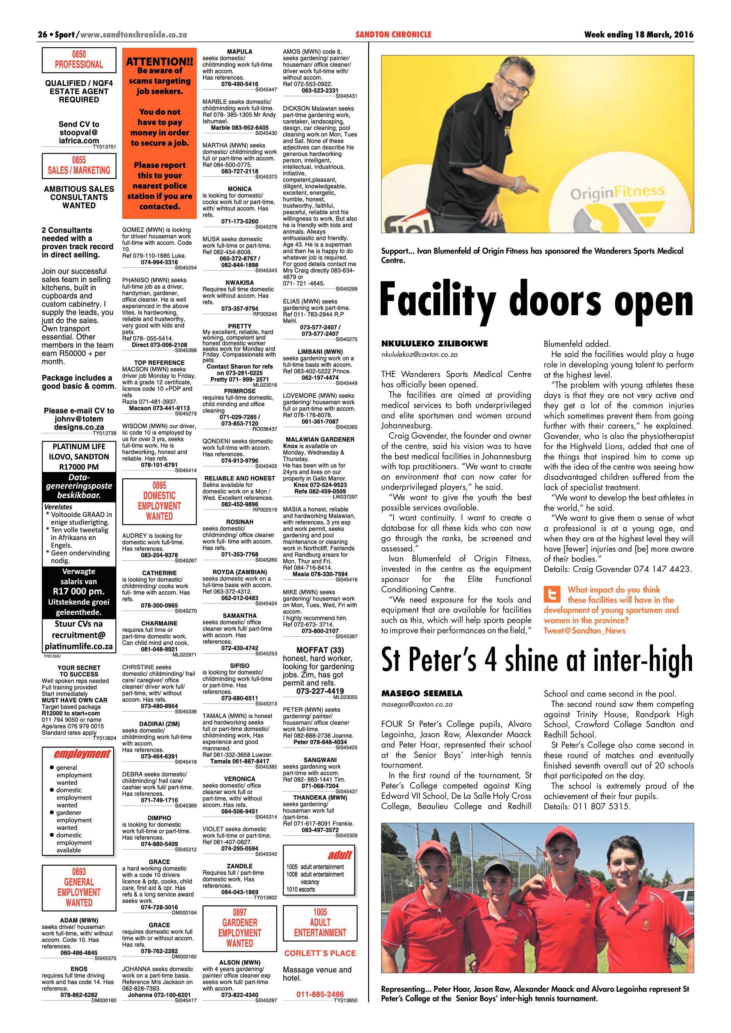 Sandton Chronicle 18 March 2016 page 26