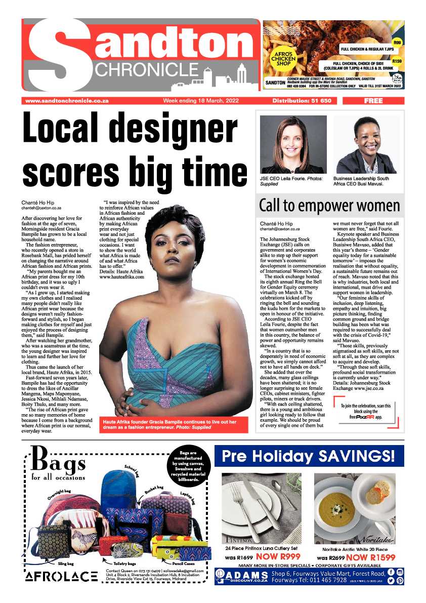Sandton Chronicle 18 March 2022 page 1