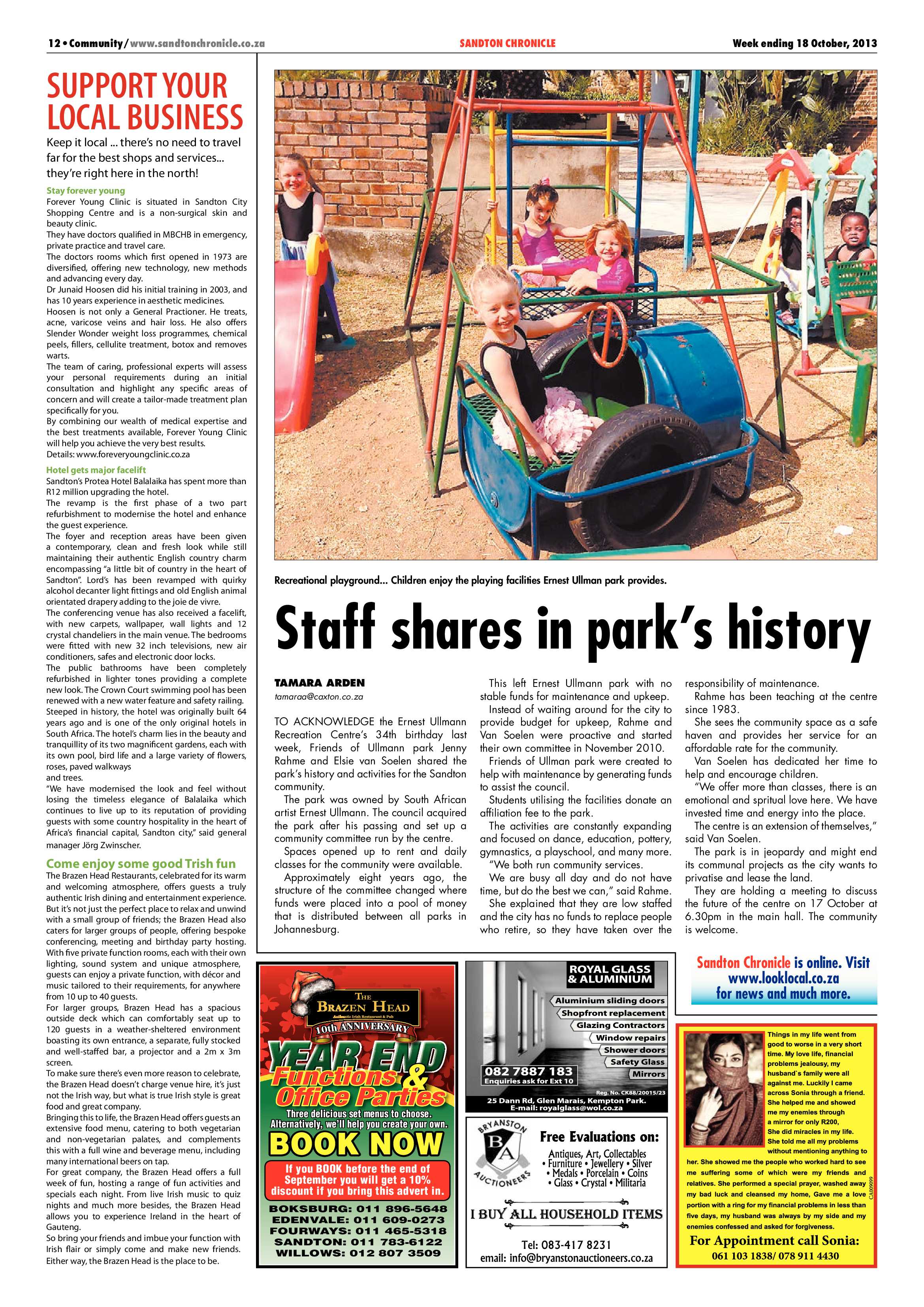 Sandton Chronicle 18 October 2013 page 12