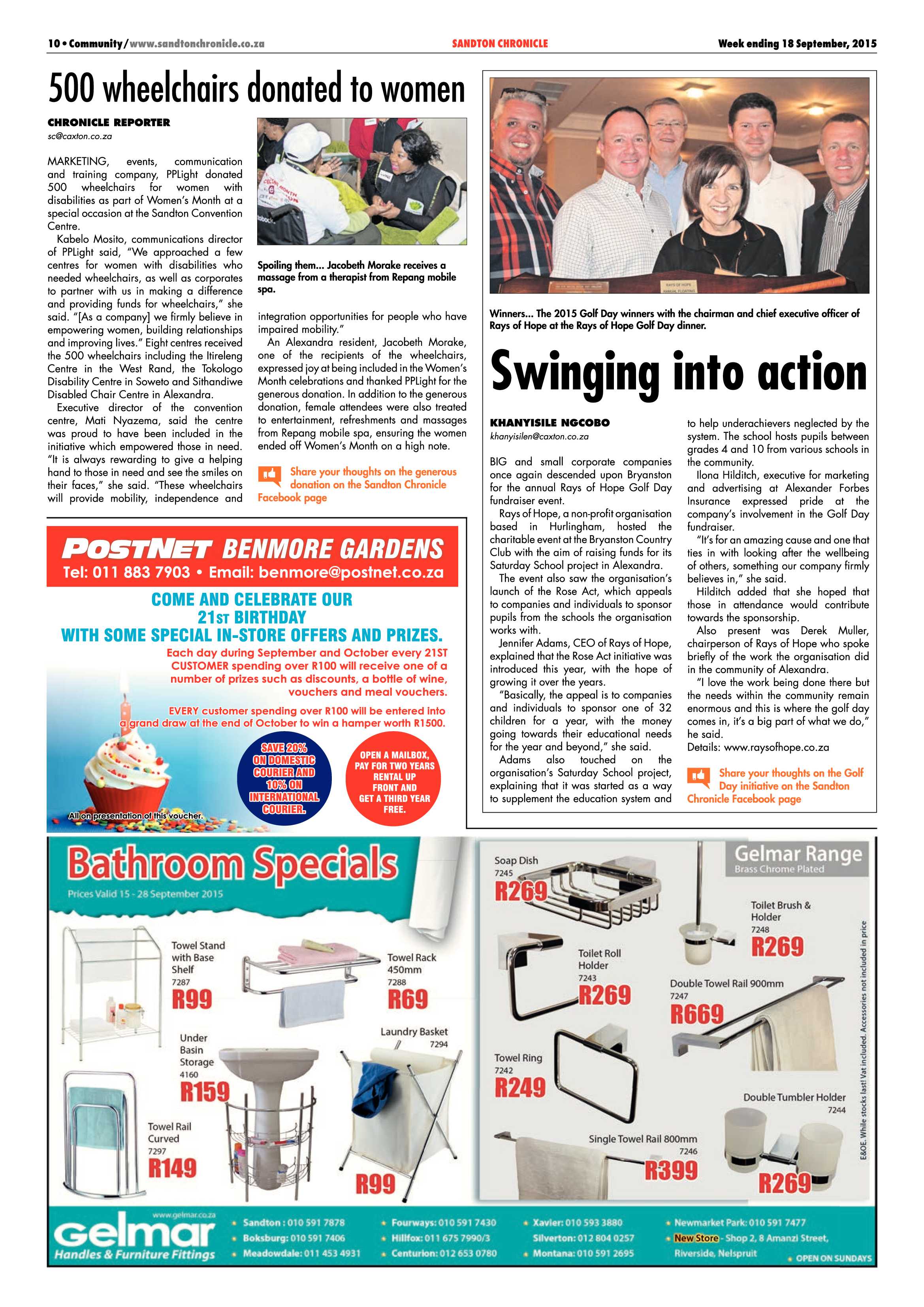 Sandton Chronicle 18 September 2015 page 10