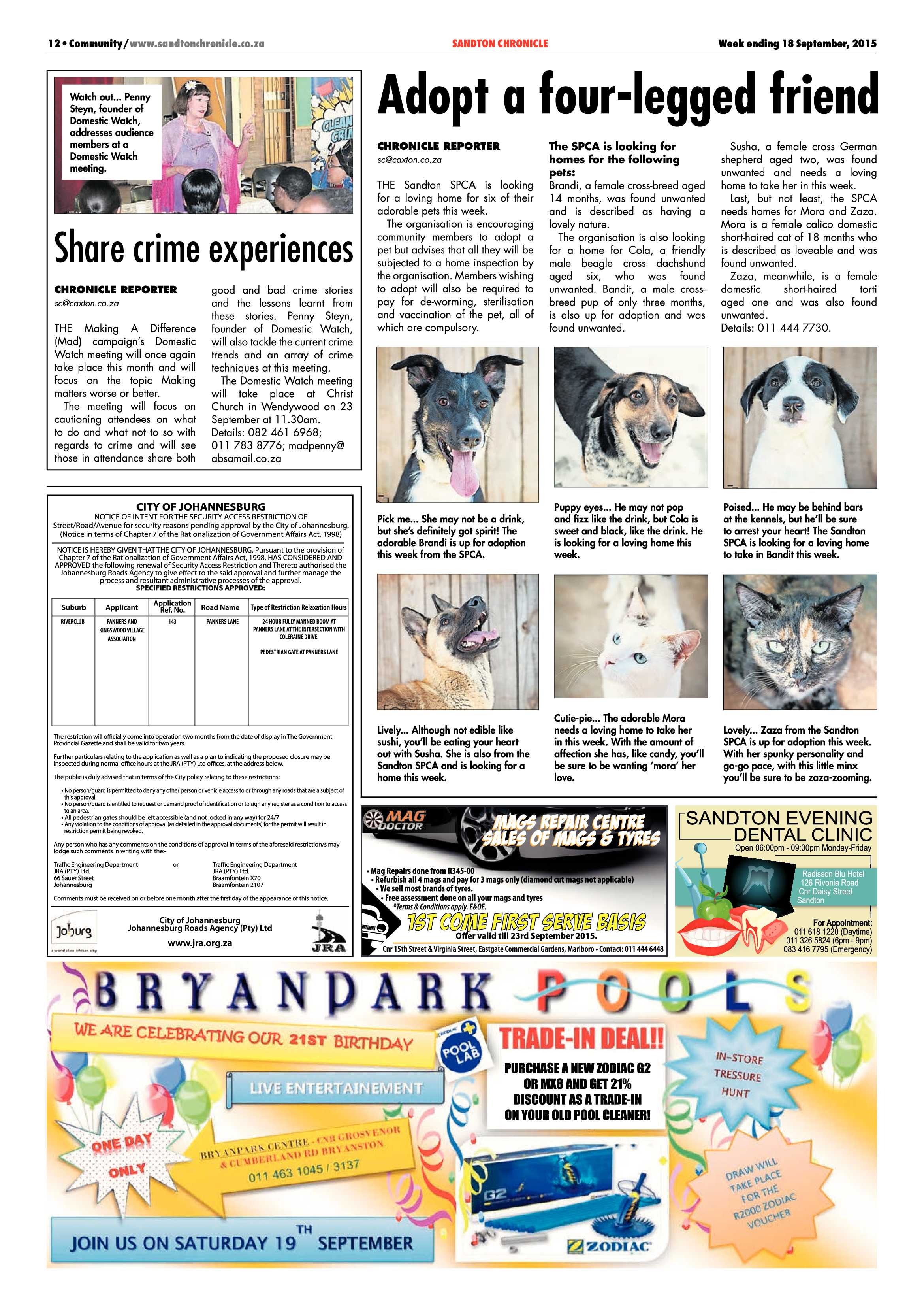 Sandton Chronicle 18 September 2015 page 12