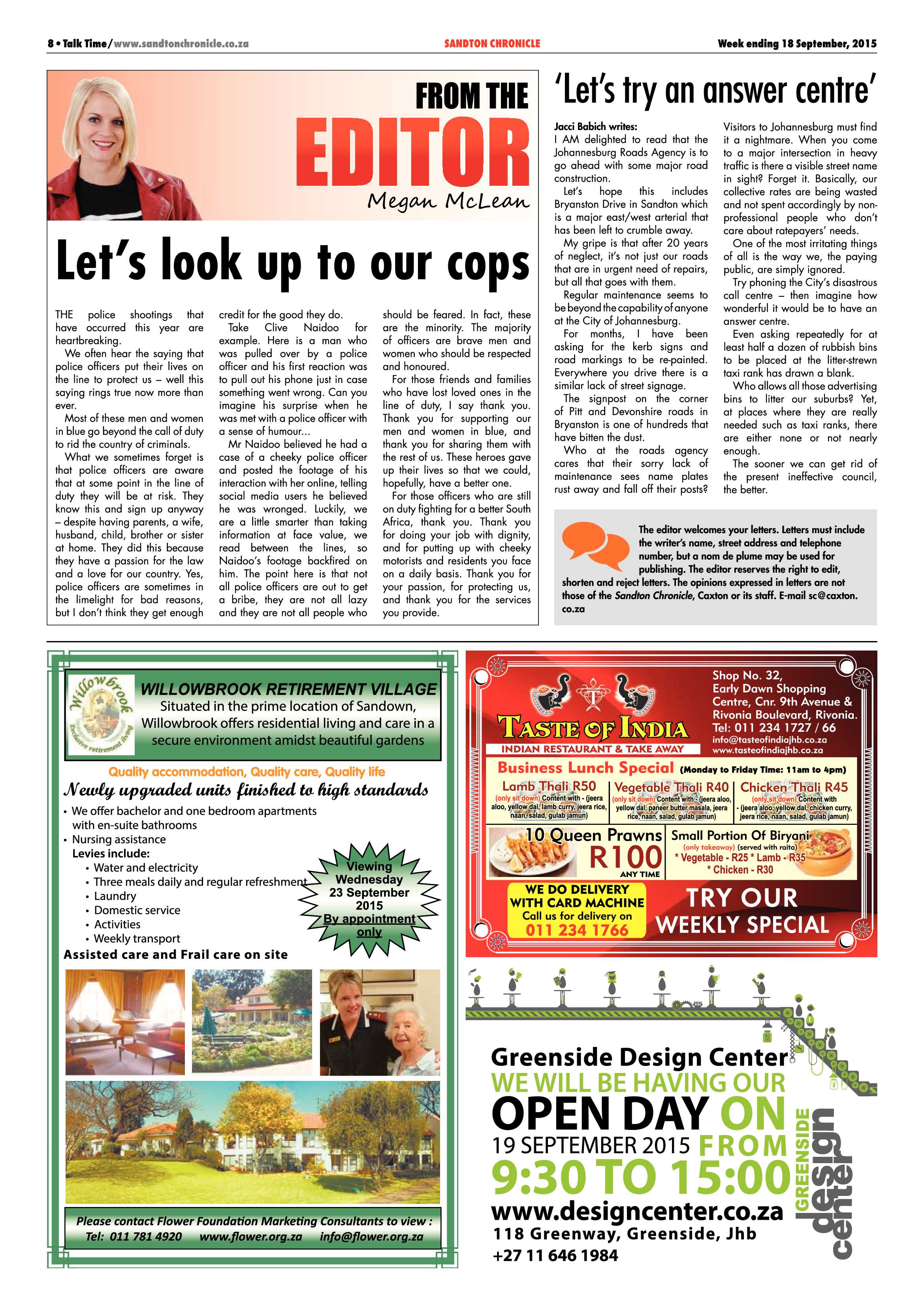 Sandton Chronicle 18 September 2015 page 8