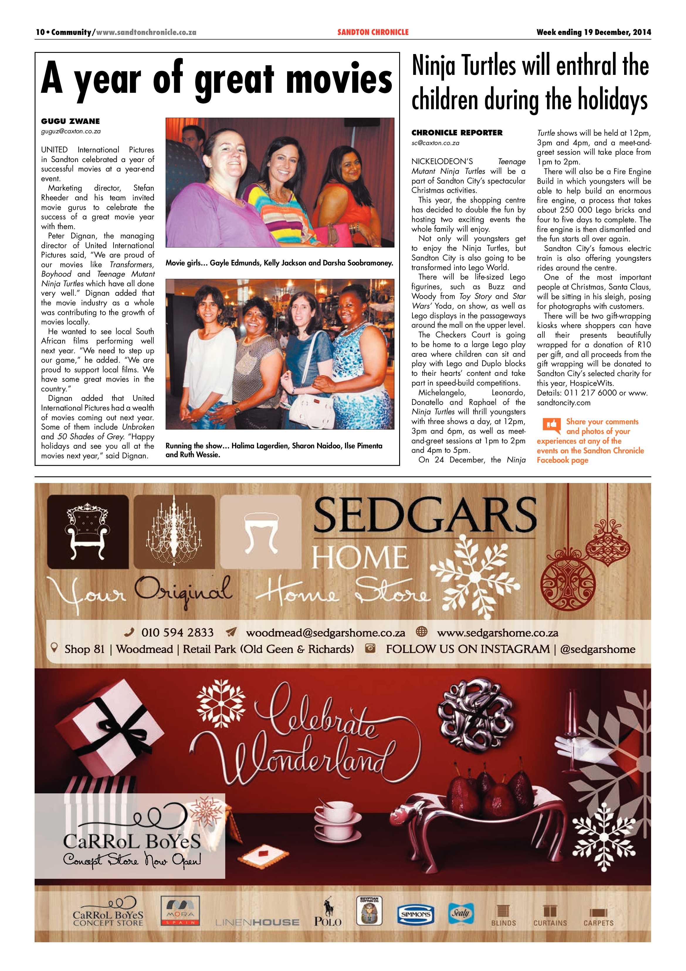 Sandton Chronicle 19 December 2014 page 10