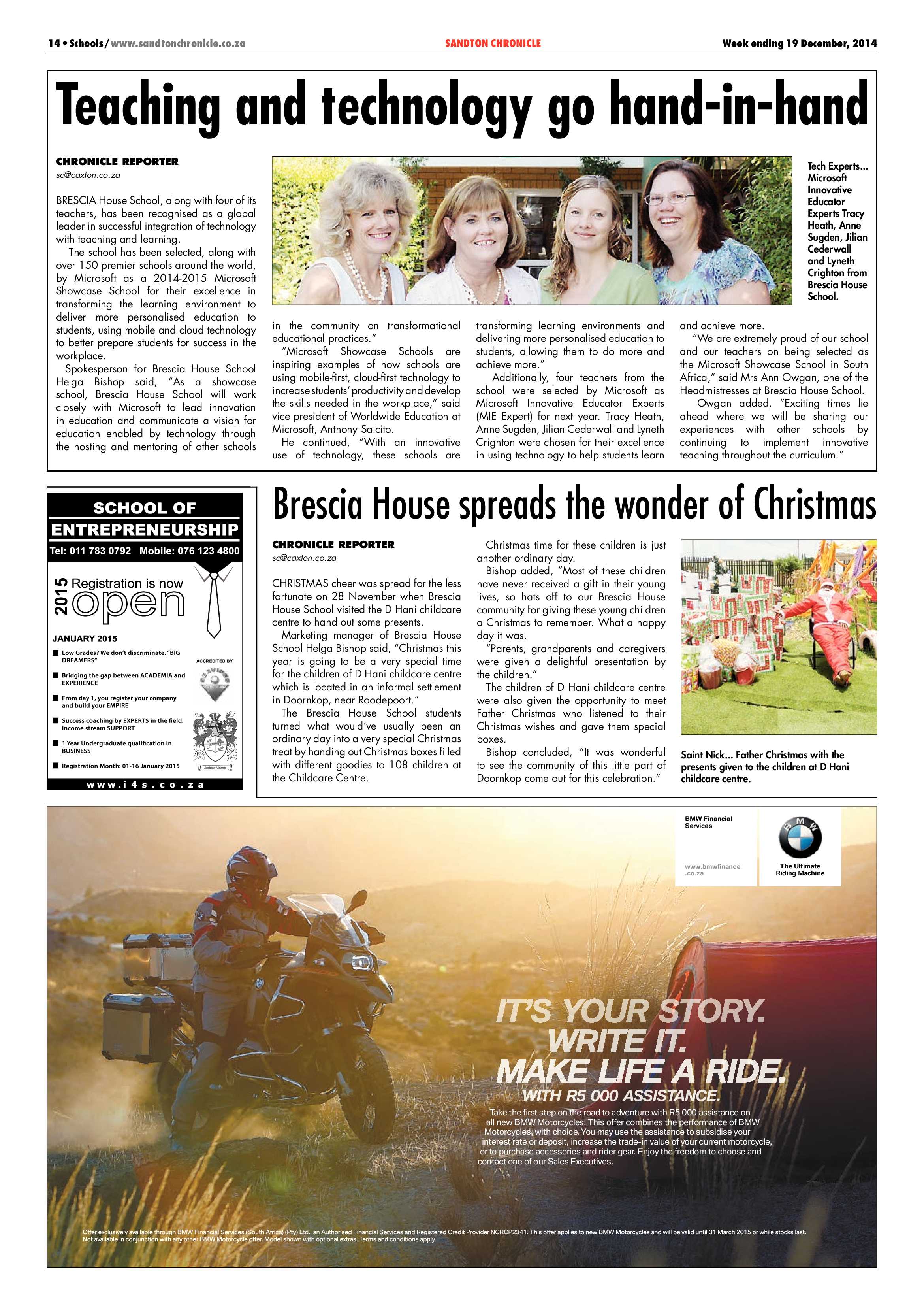 Sandton Chronicle 19 December 2014 page 14