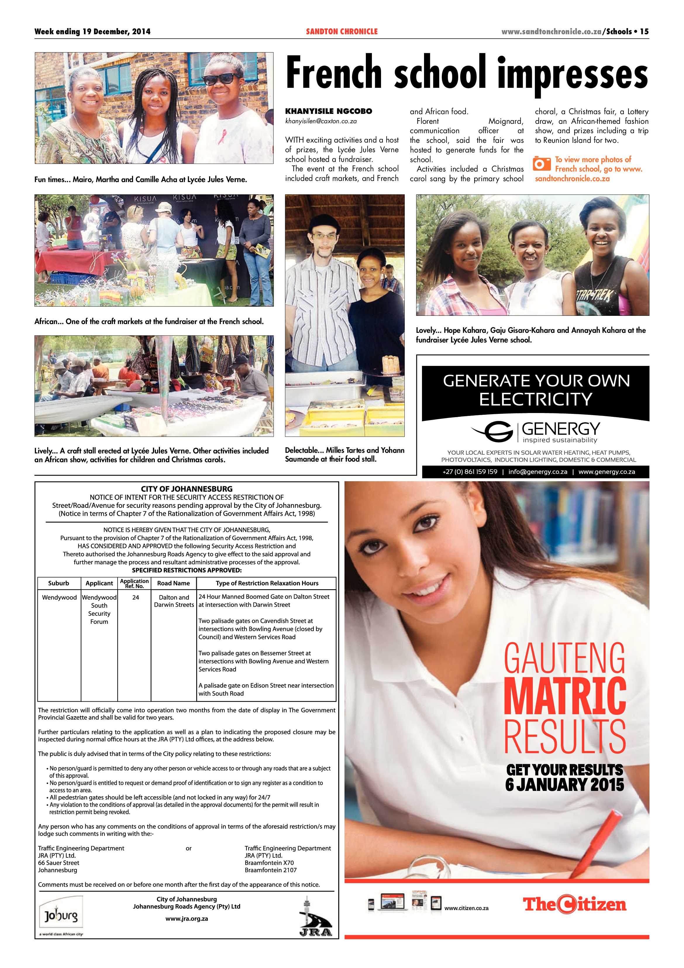 Sandton Chronicle 19 December 2014 page 15
