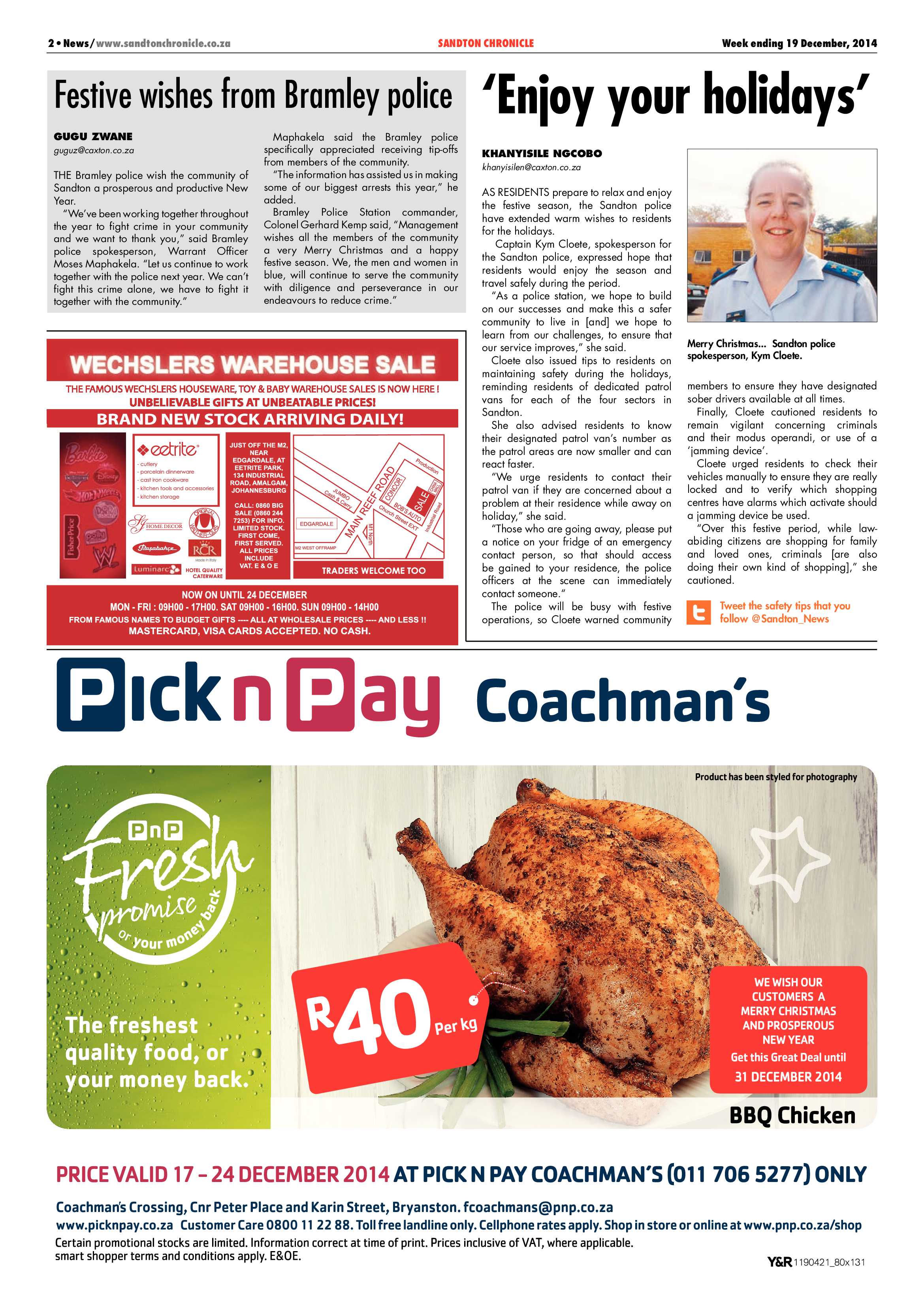 Sandton Chronicle 19 December 2014 page 2