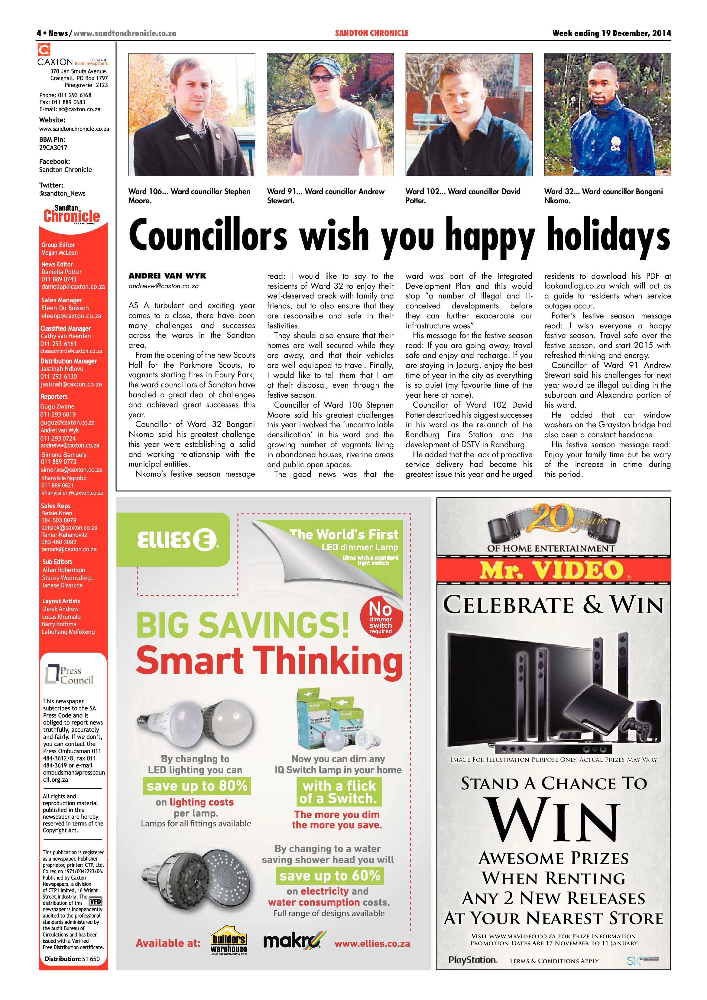 Sandton Chronicle 19 December 2014 page 4