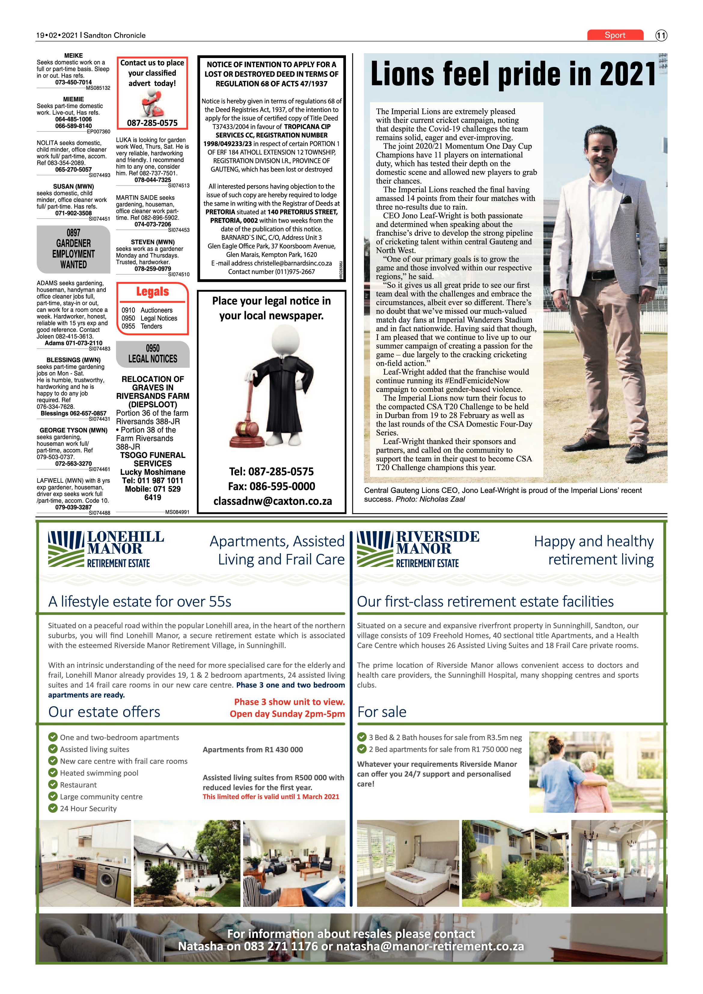 Sandton Chronicle 19 February 2021 page 11