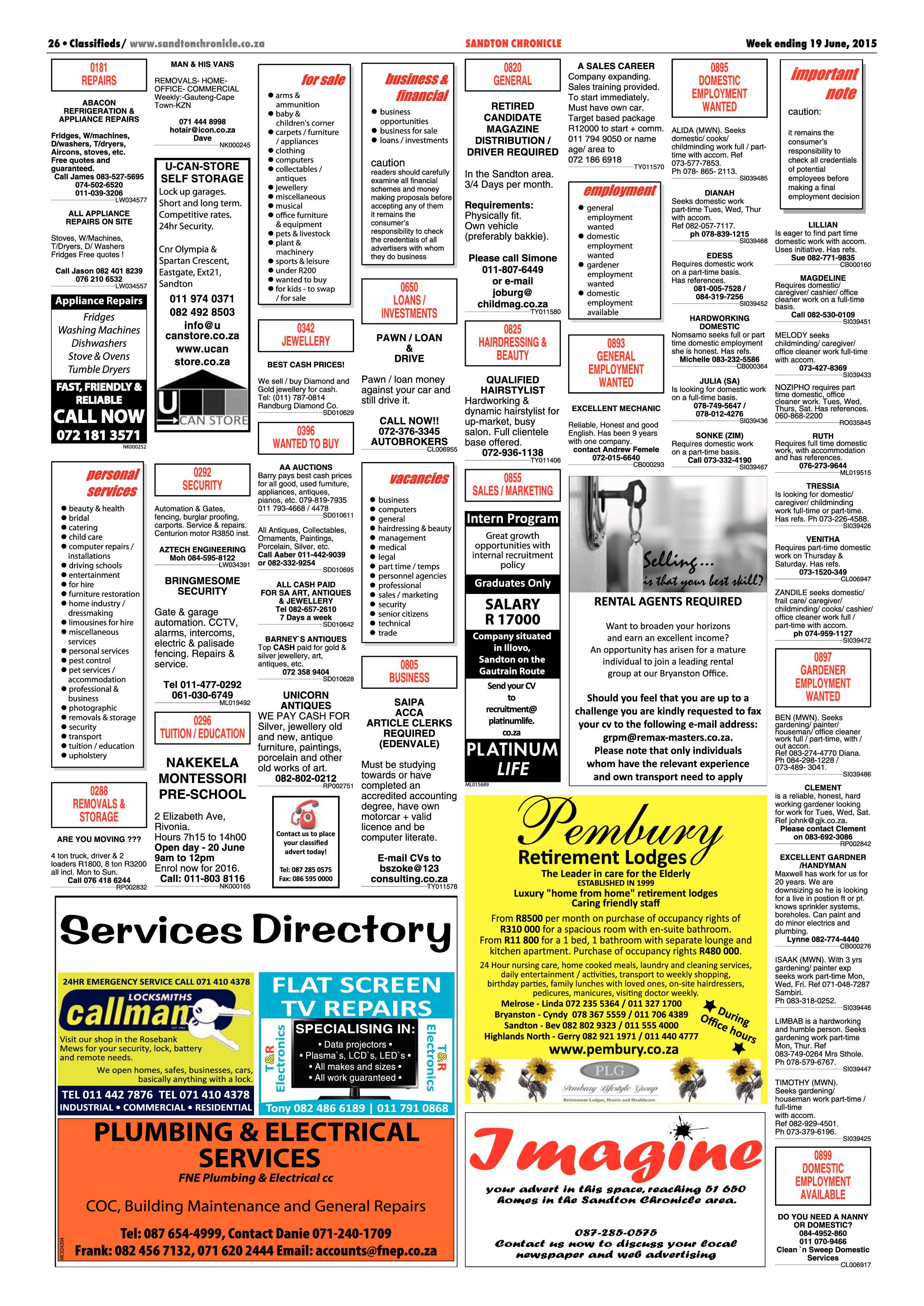 Sandton Chronicle 19 June 2015 page 26