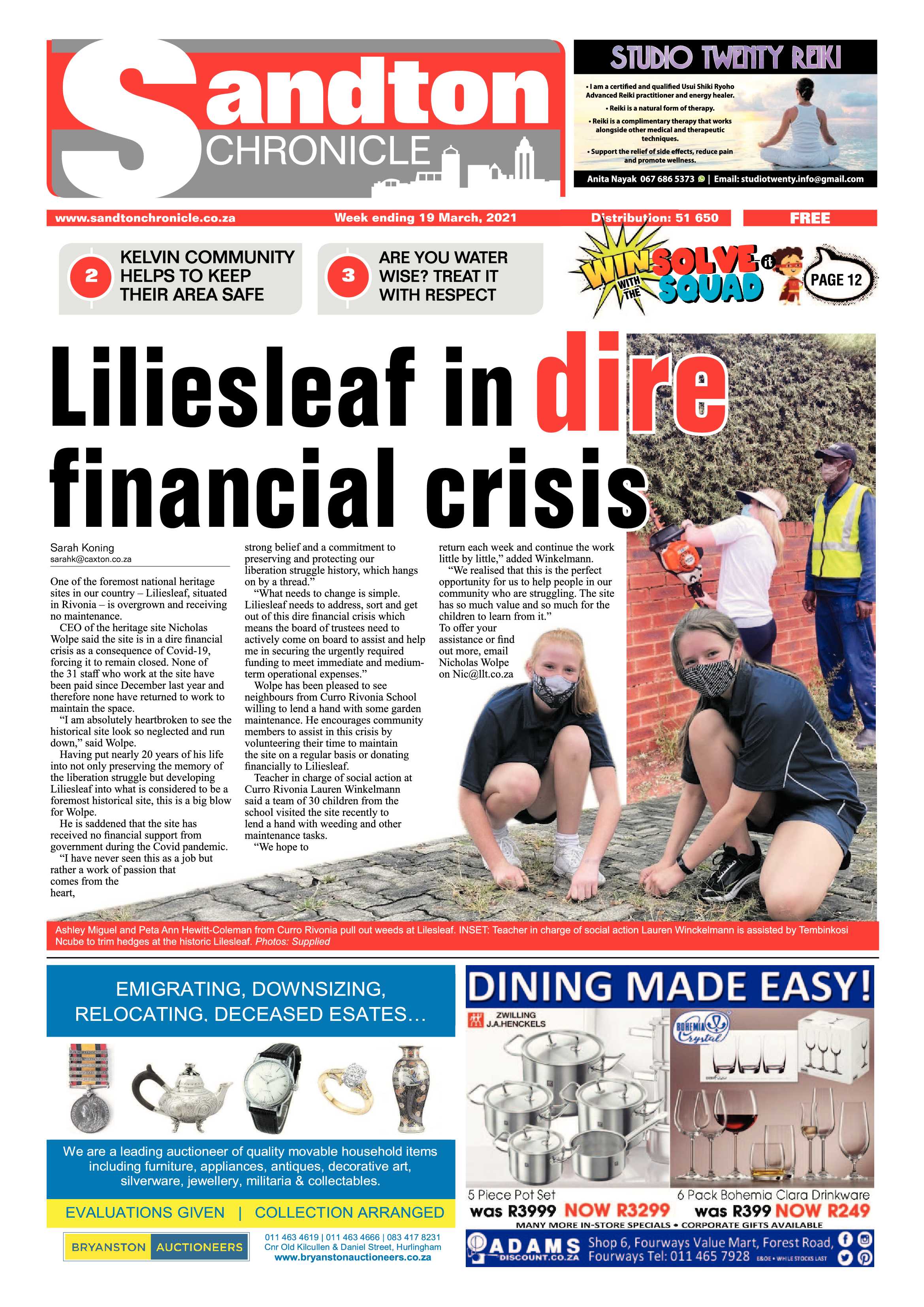 Sandton Chronicle 19 March 2021 page 1