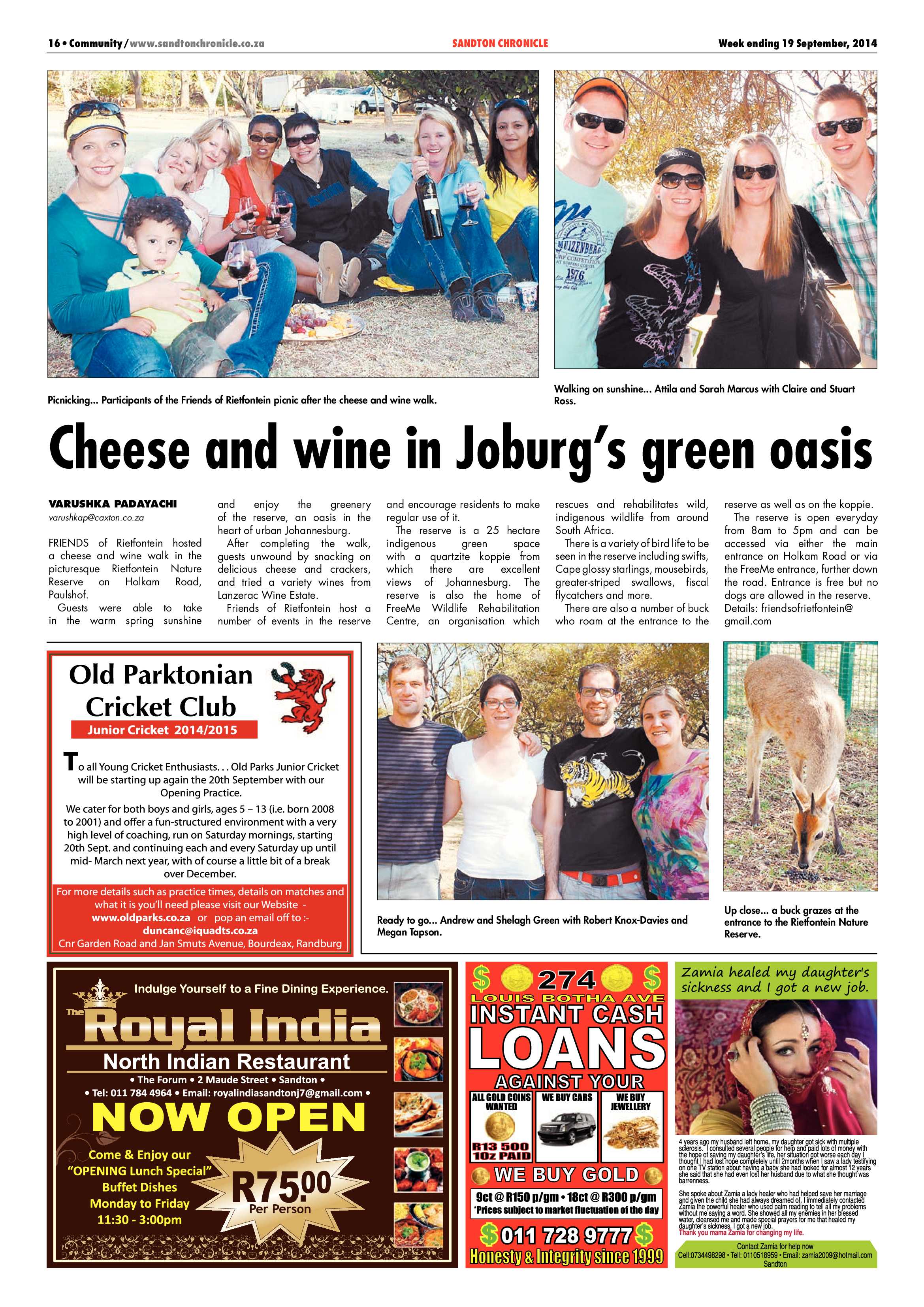 Sandton Chronicle 19 September 2014 page 16