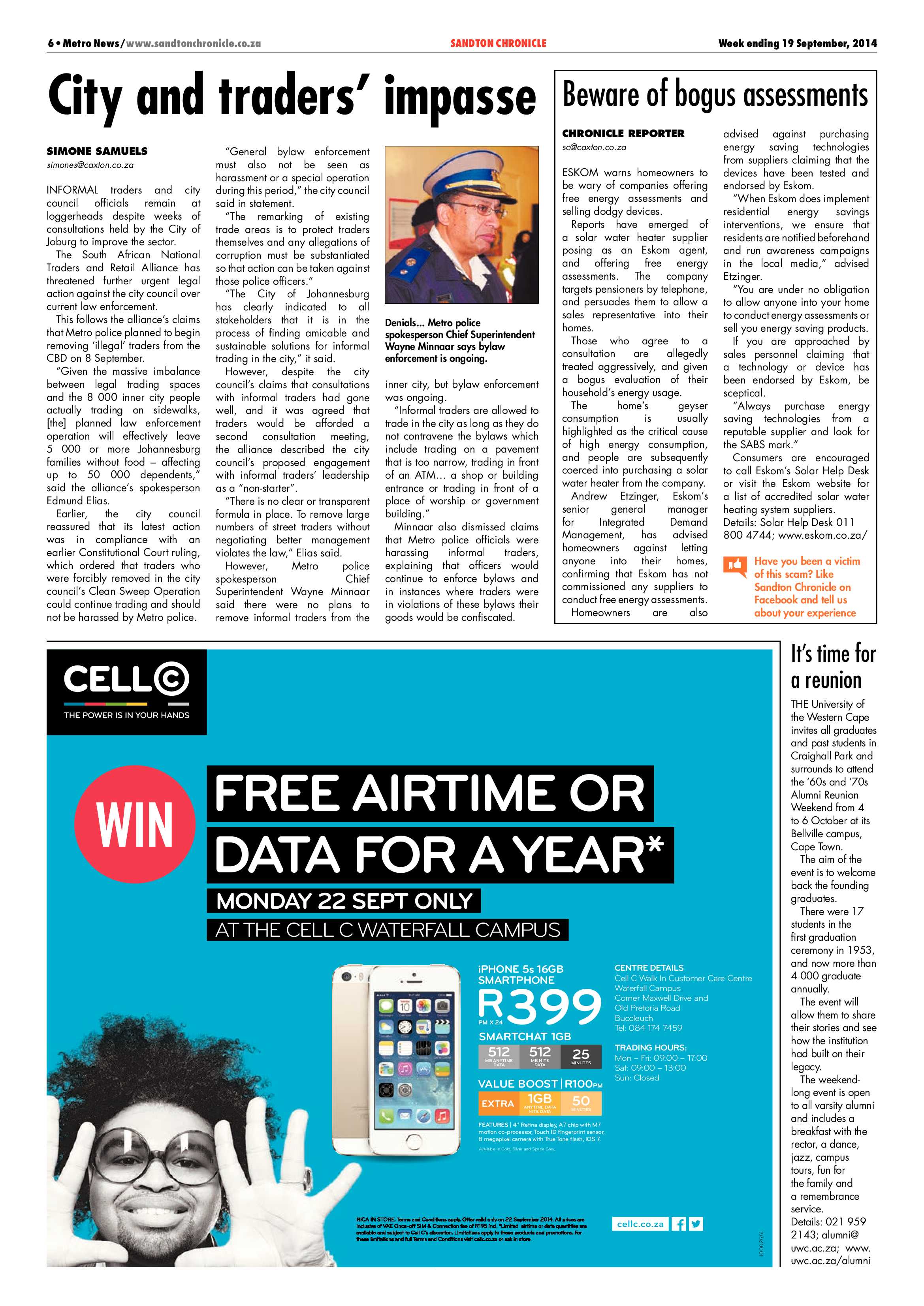 Sandton Chronicle 19 September 2014 page 6