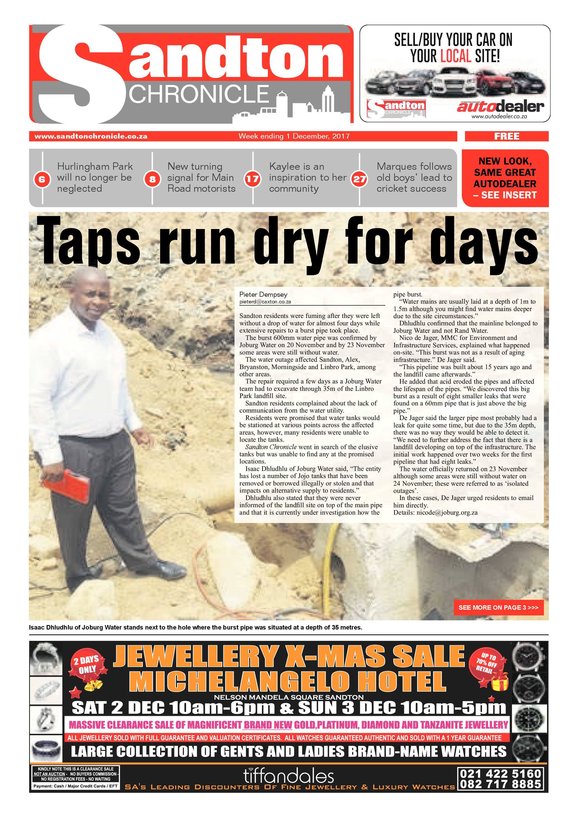 Sandton Chronicle  1 December page 1