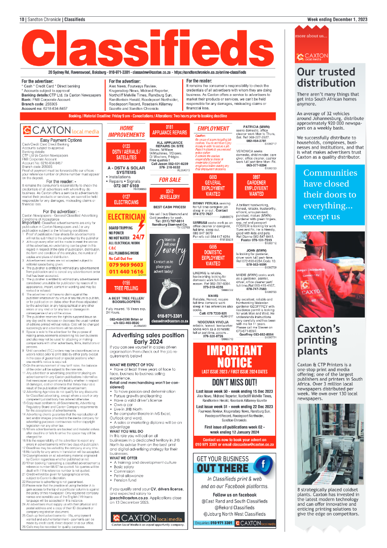 Sandton Chronicle 1 December 2023 page 10