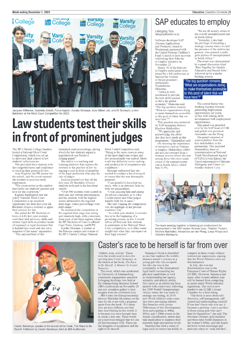 Sandton Chronicle 1 December 2023 page 9