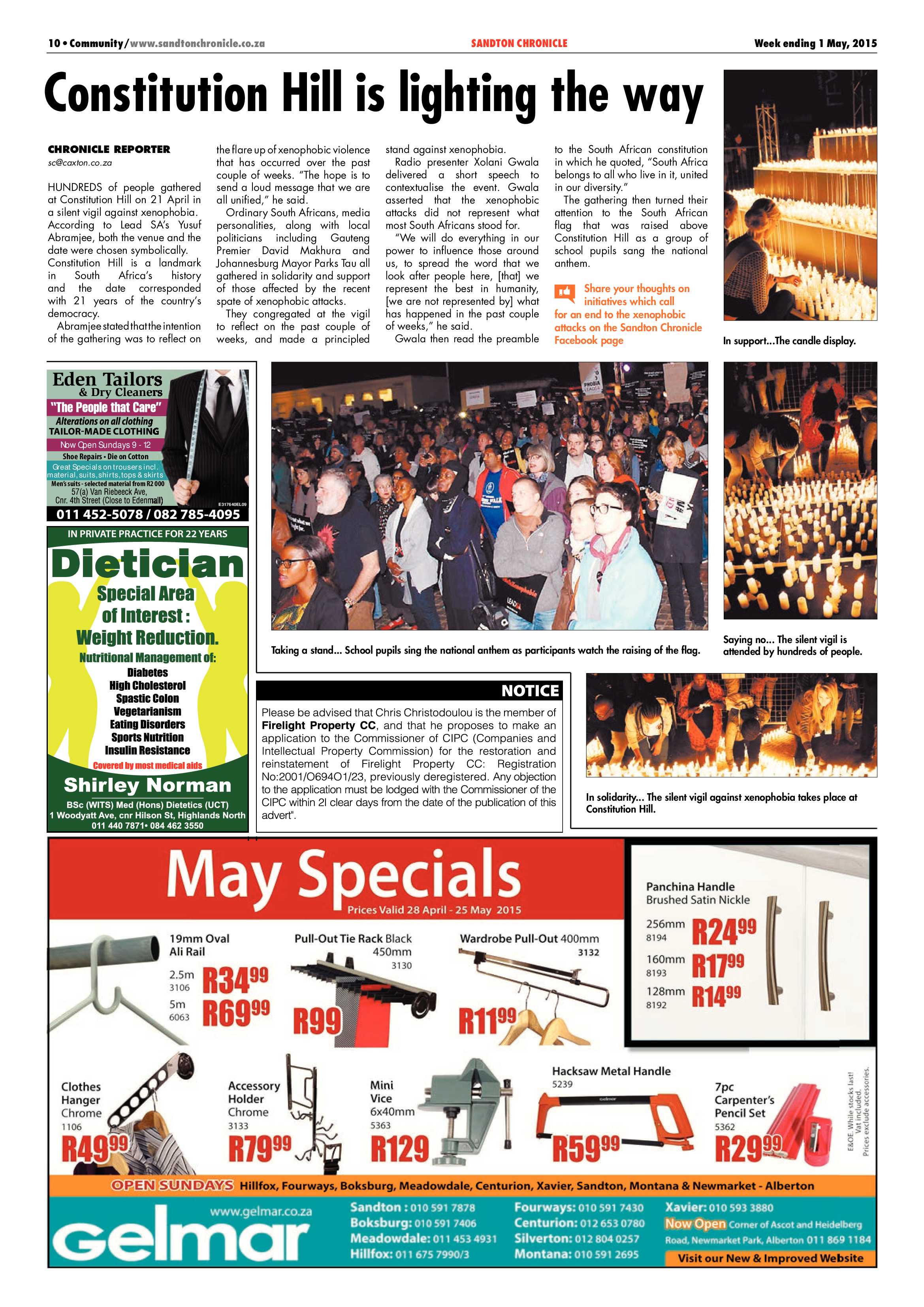 Sandton Chronicle 1 May 2015 page 10