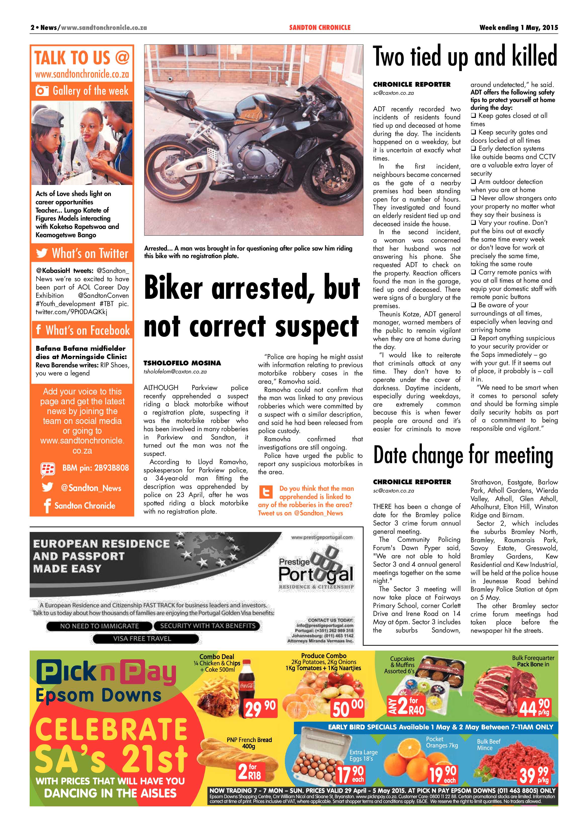 Sandton Chronicle 1 May 2015 page 2