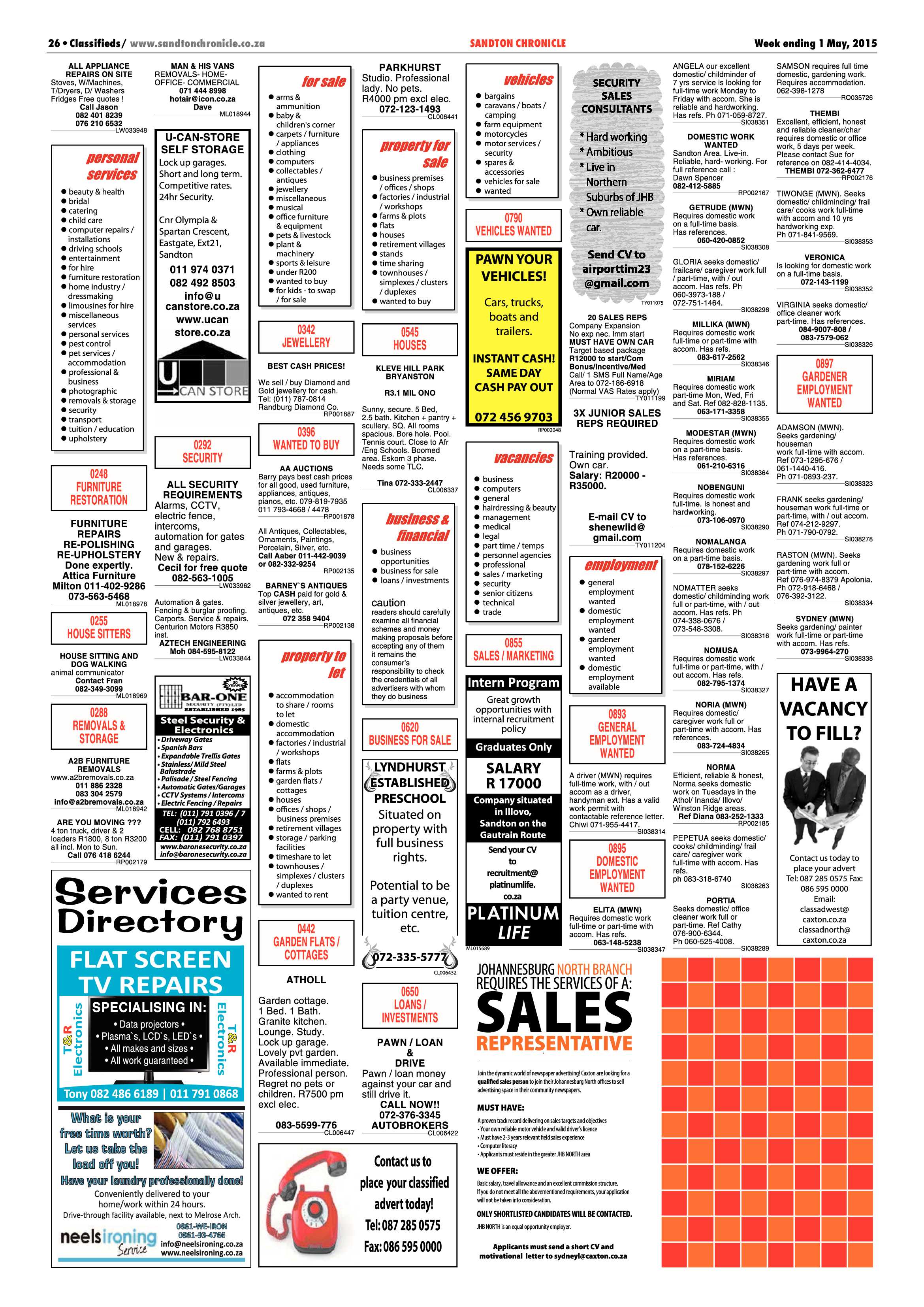Sandton Chronicle 1 May 2015 page 26