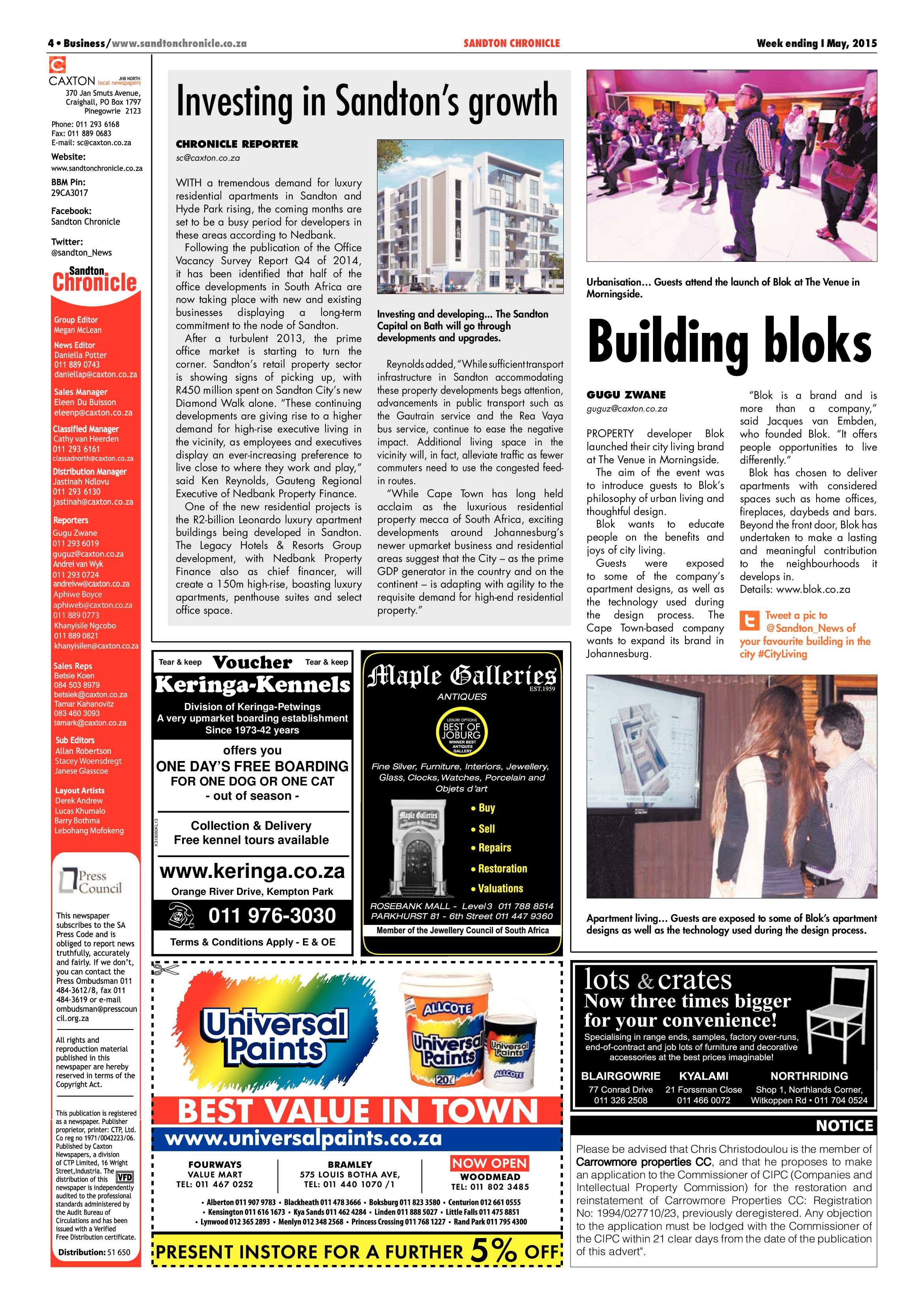 Sandton Chronicle 1 May 2015 page 4