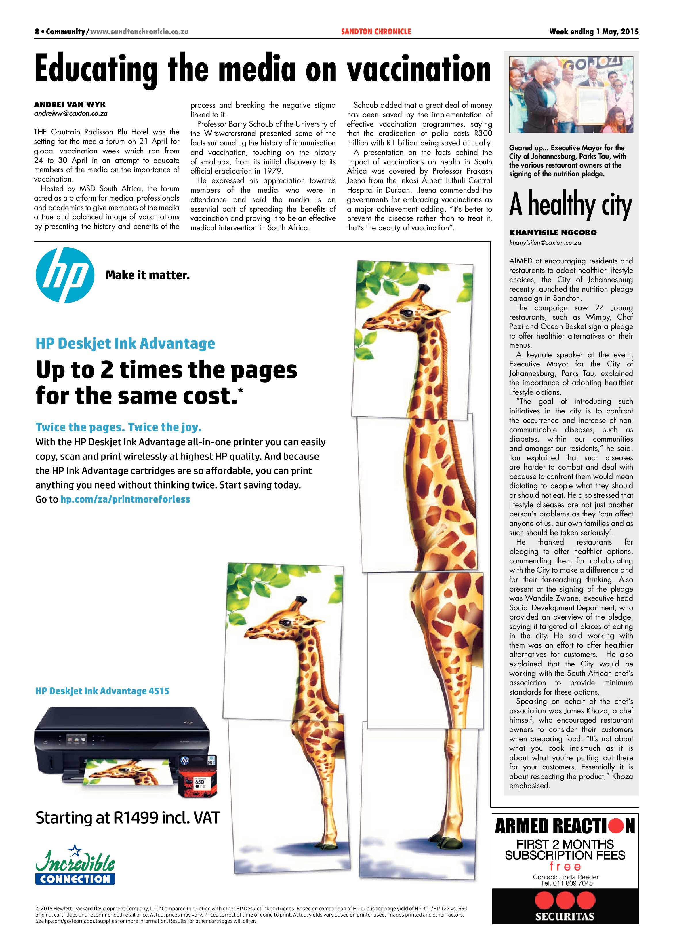 Sandton Chronicle 1 May 2015 page 8