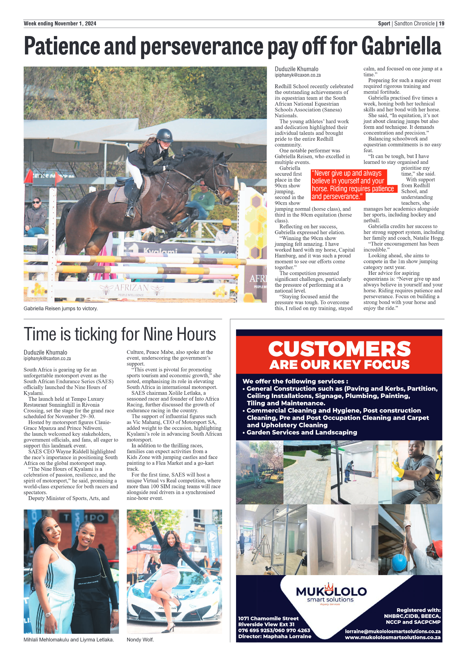 Sandton Chronicle 1 November 2024 page 19