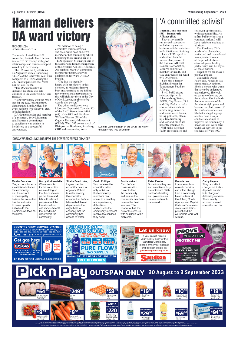Sandton Chronicle 1 September 2023 page 2