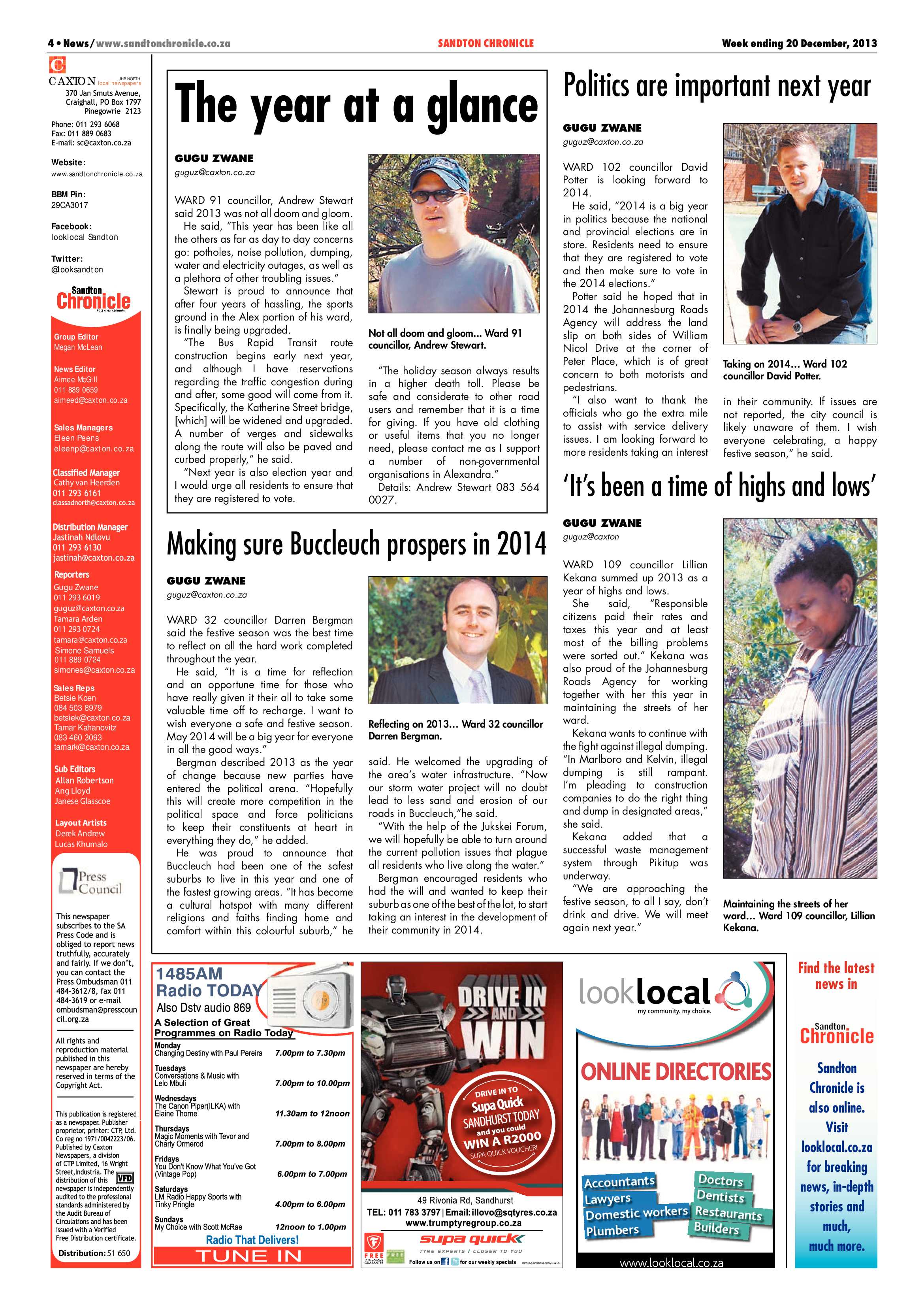 Sandton Chronicle 20 December 2013 page 4